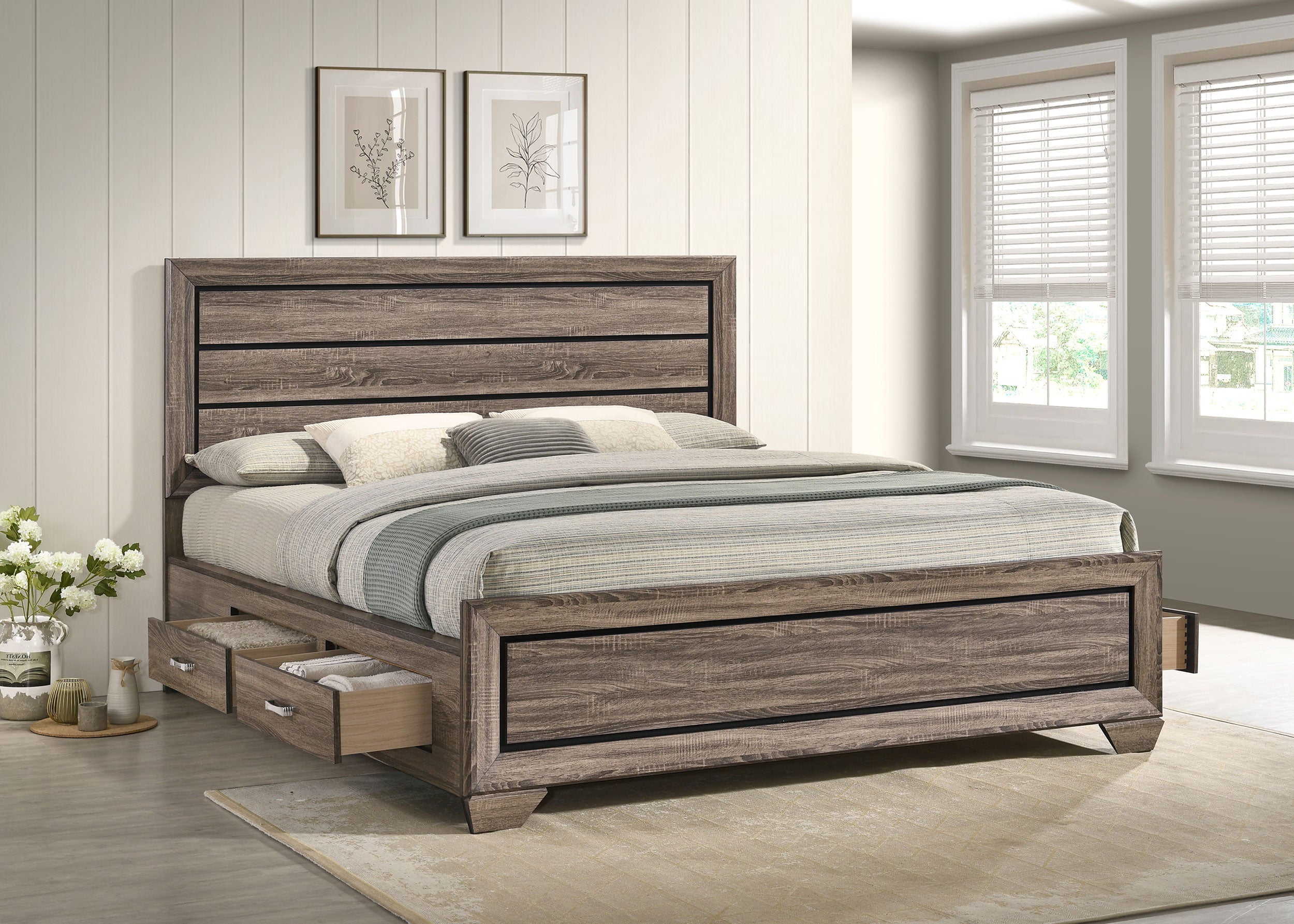 Kauffman Wood California King Panel Bed Dark Cocoa