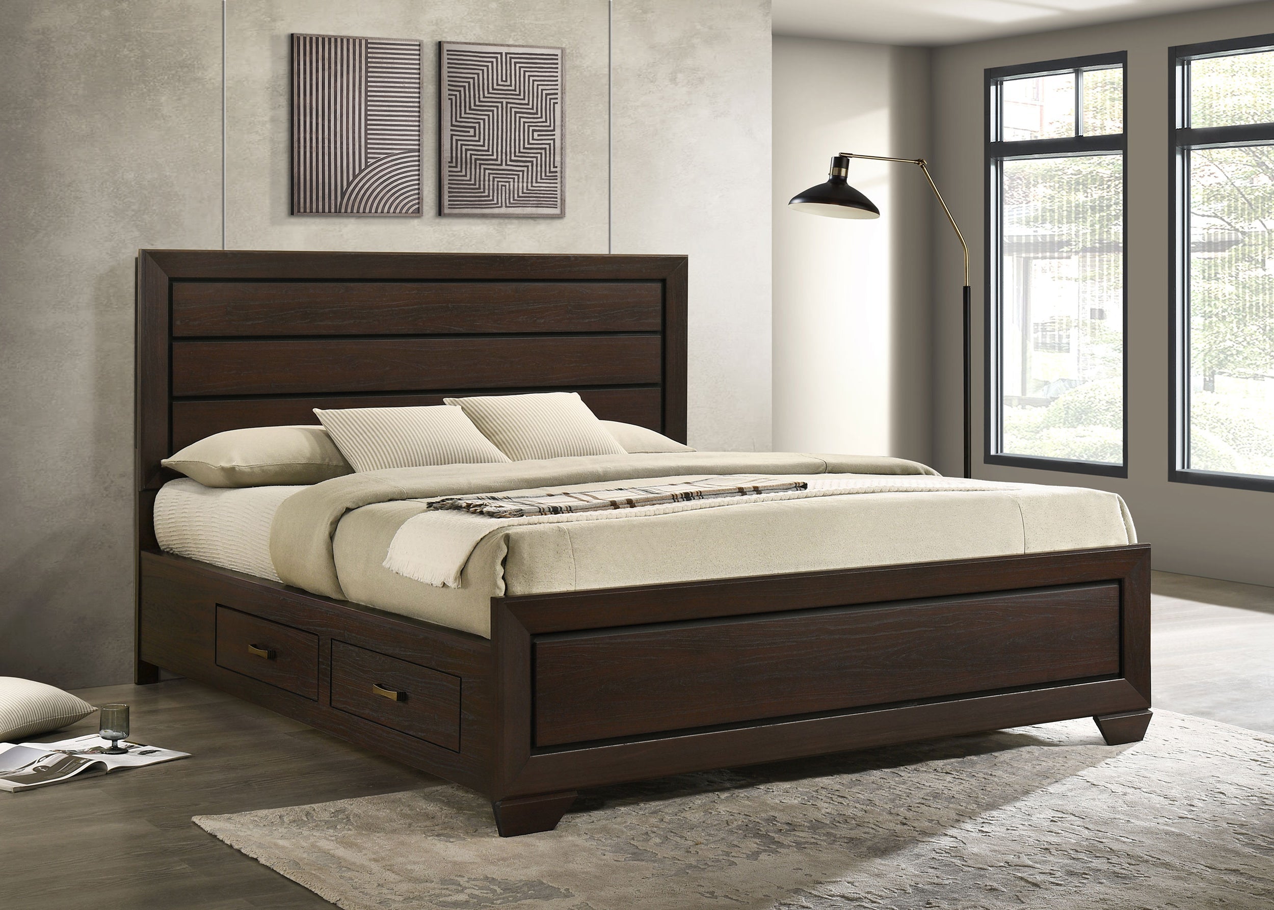 Kauffman Wood California King Panel Bed Dark Cocoa