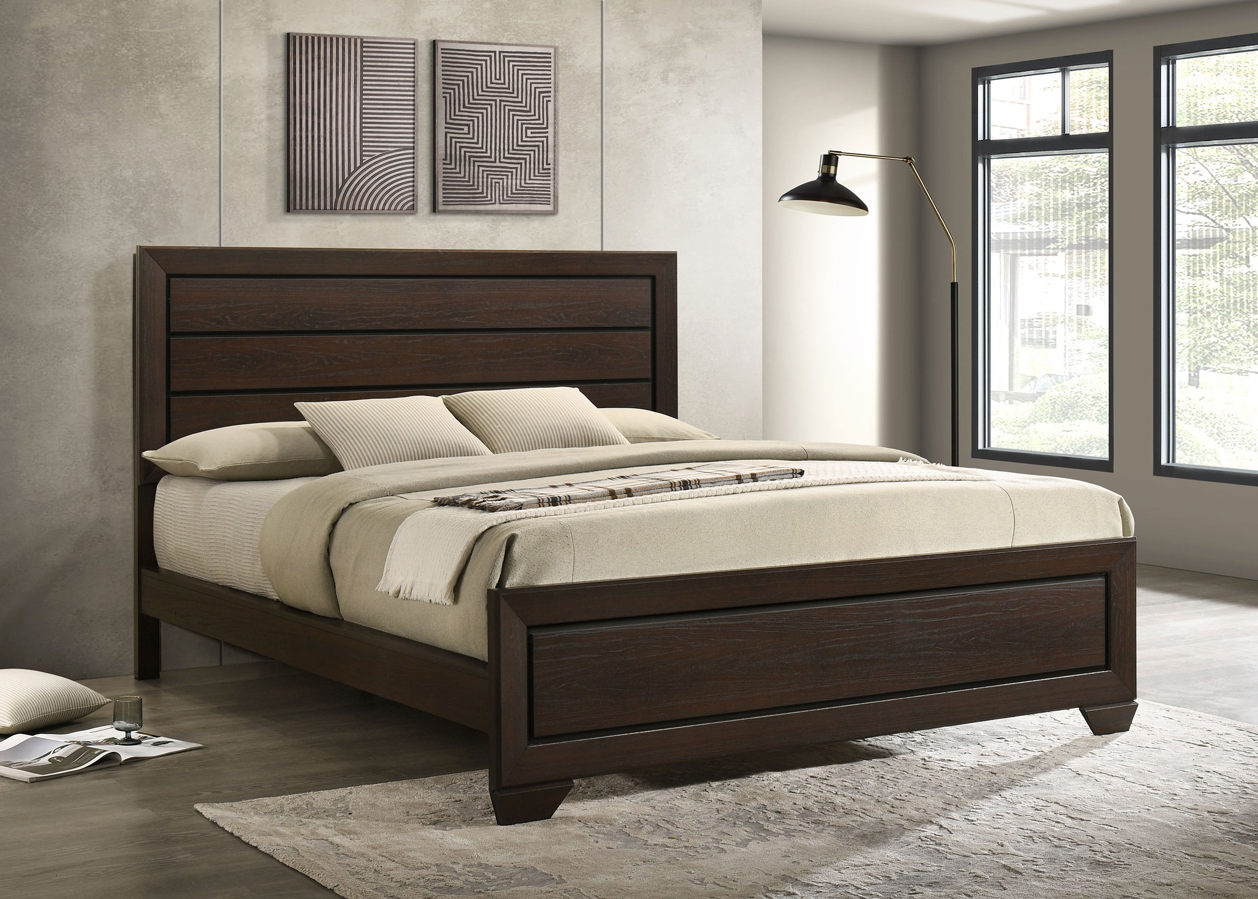 Kauffman Wood California King Panel Bed Dark Cocoa