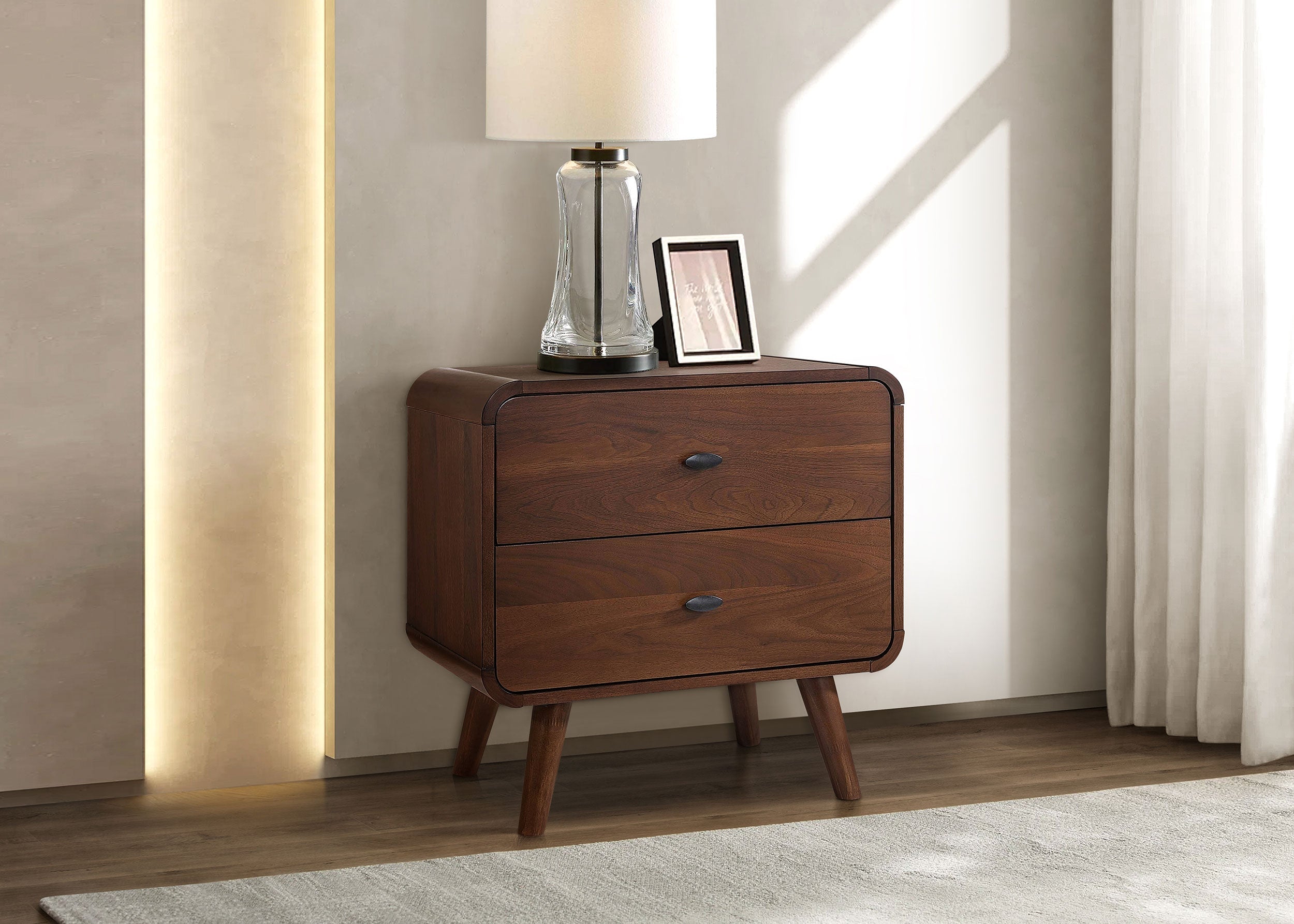 Robyn 2-drawer Nightstand Bedside Table Dark Walnut