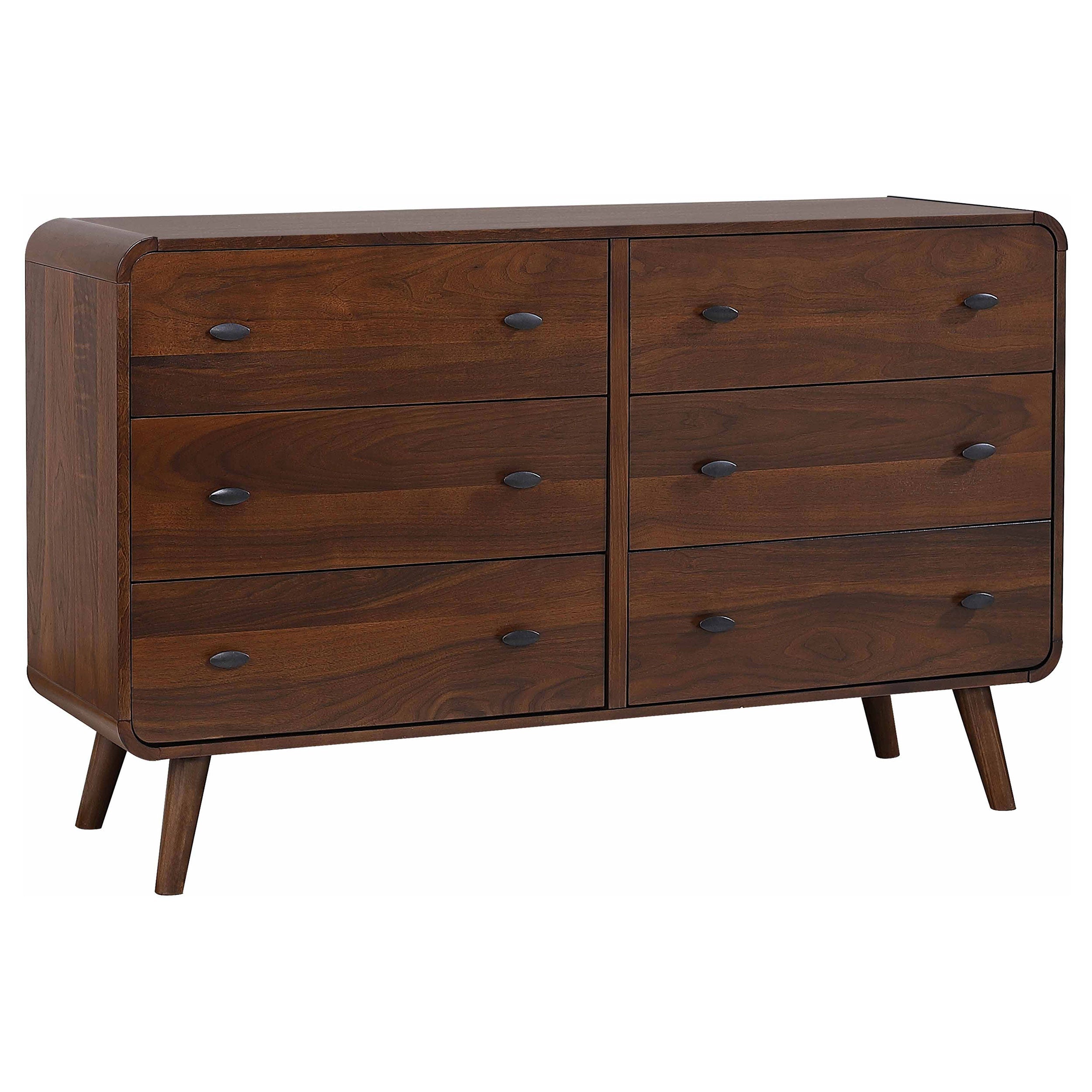 Robyn 6-drawer Dresser with Mirror Dark Walnut