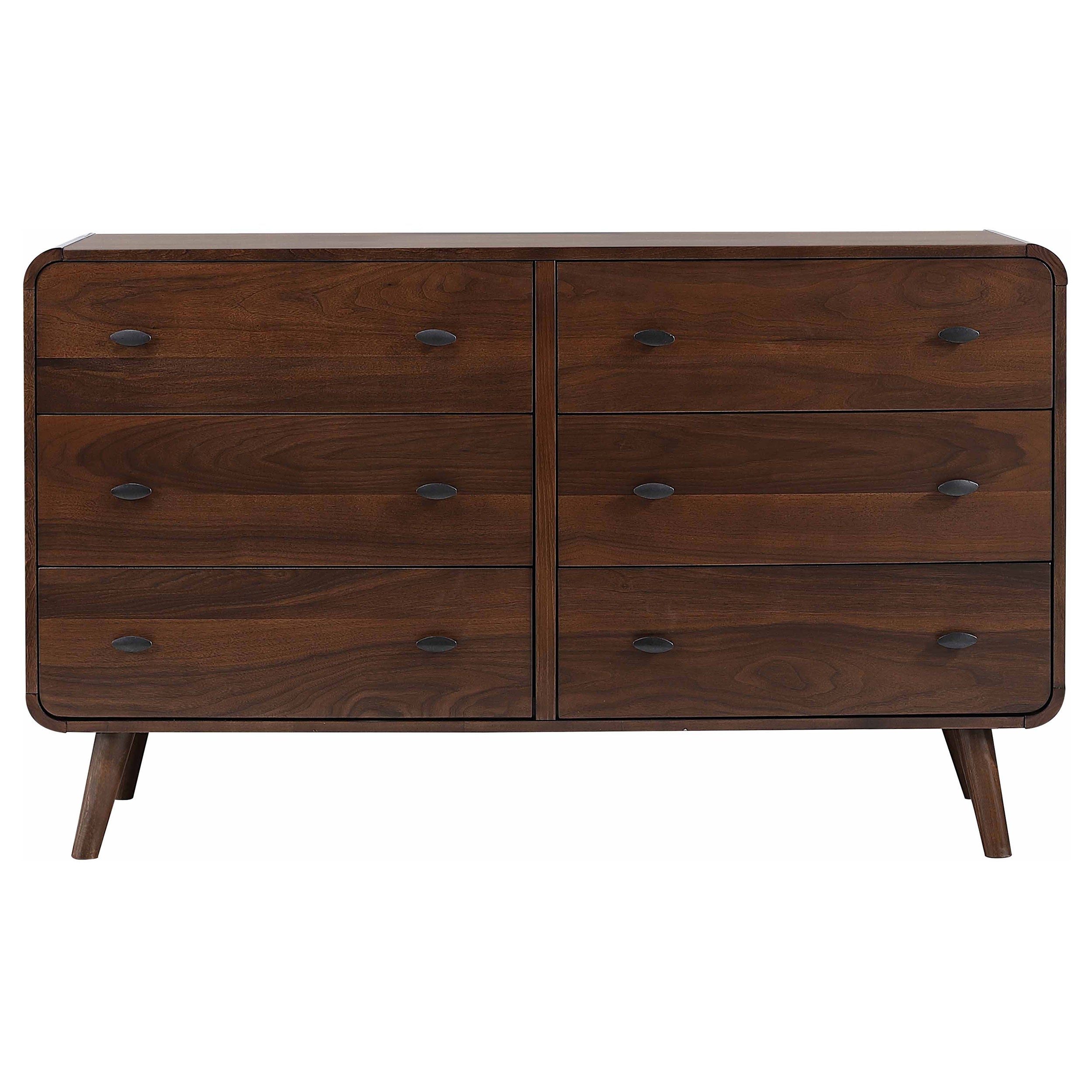 Robyn 6-drawer Dresser with Mirror Dark Walnut