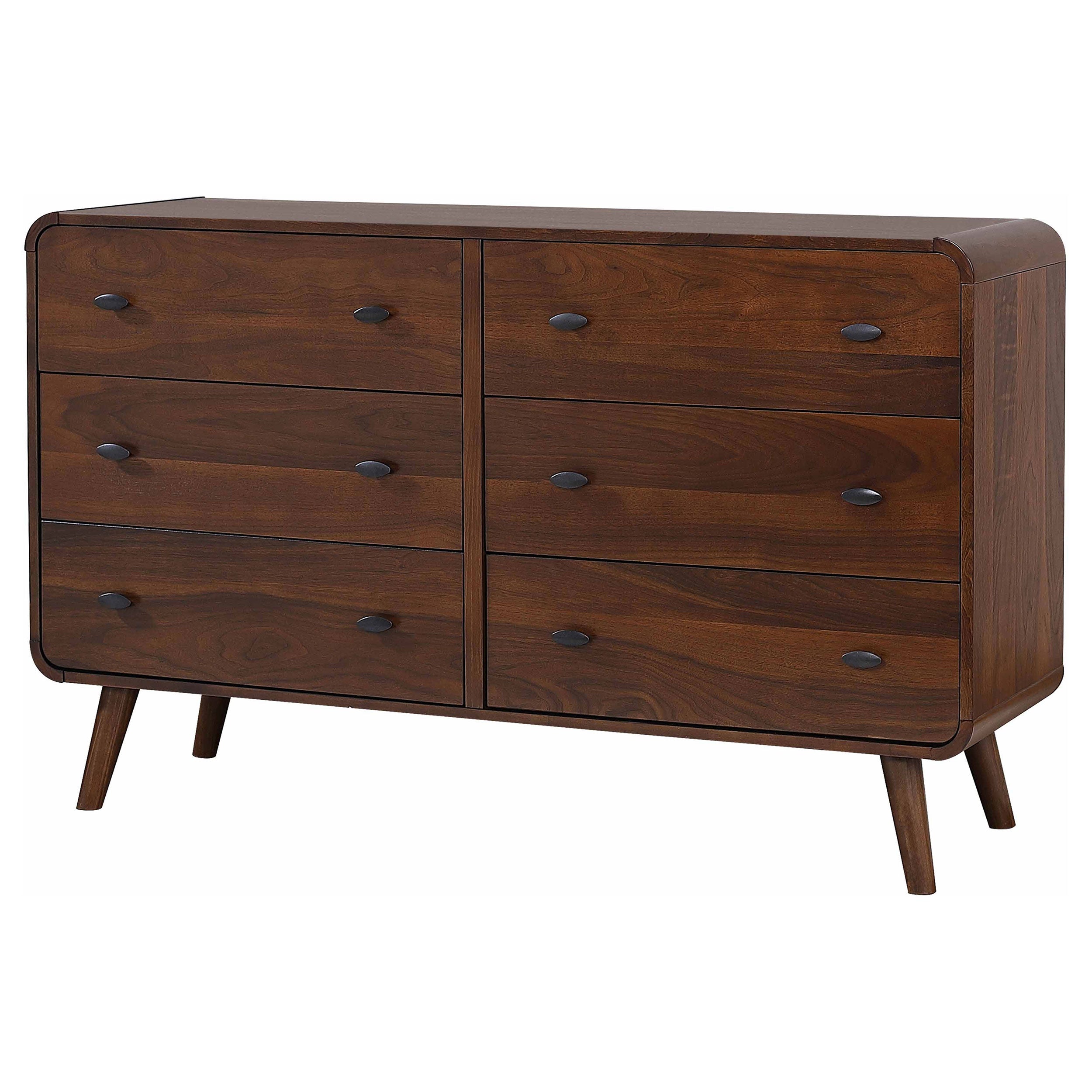 Robyn 6-drawer Dresser with Mirror Dark Walnut