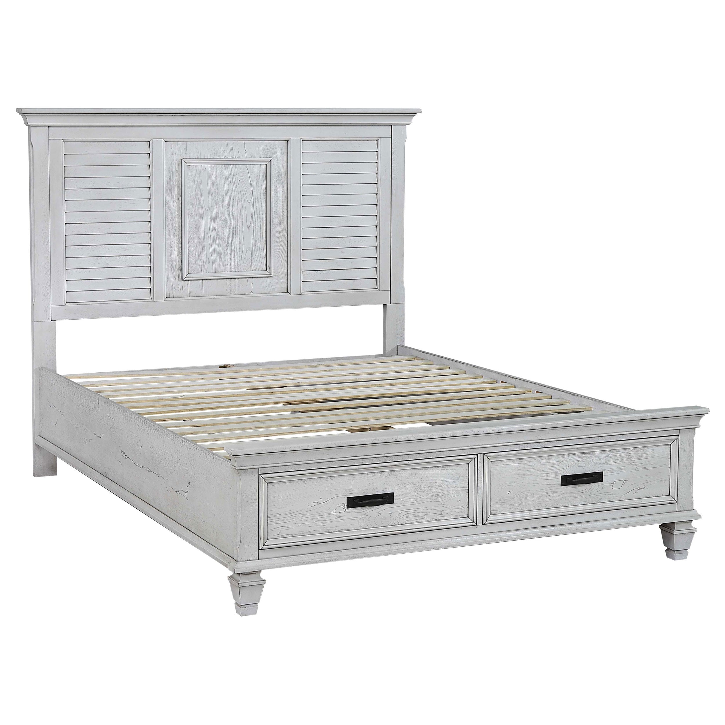 Franco Wood Panel Bed Distressed White