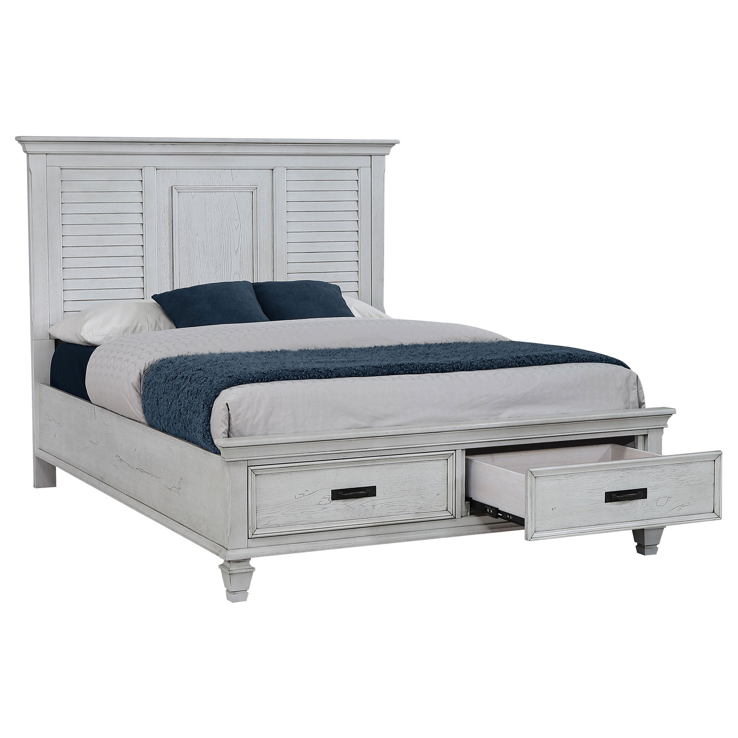 Franco Wood Panel Bed Distressed White