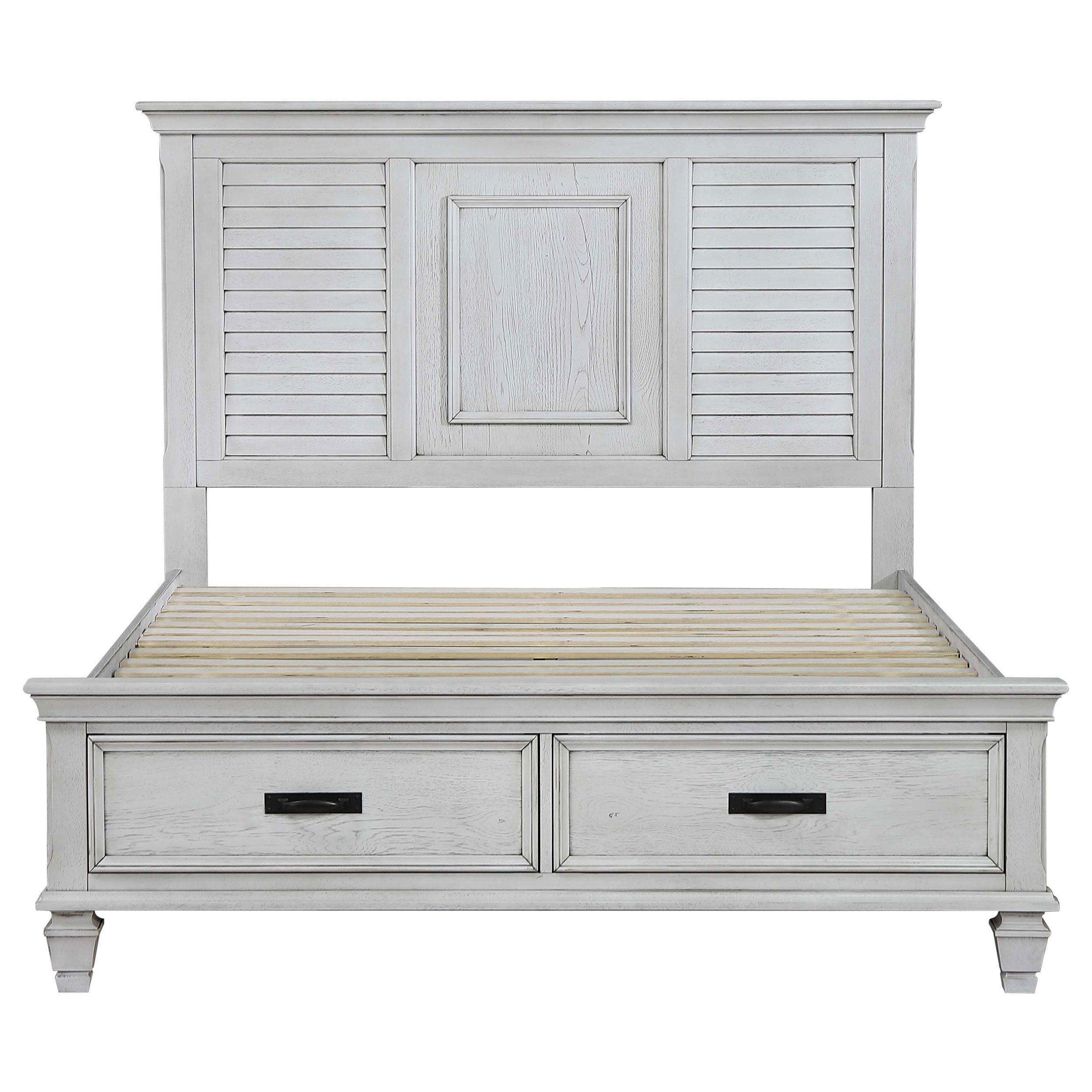 Franco Wood Panel Bed Distressed White