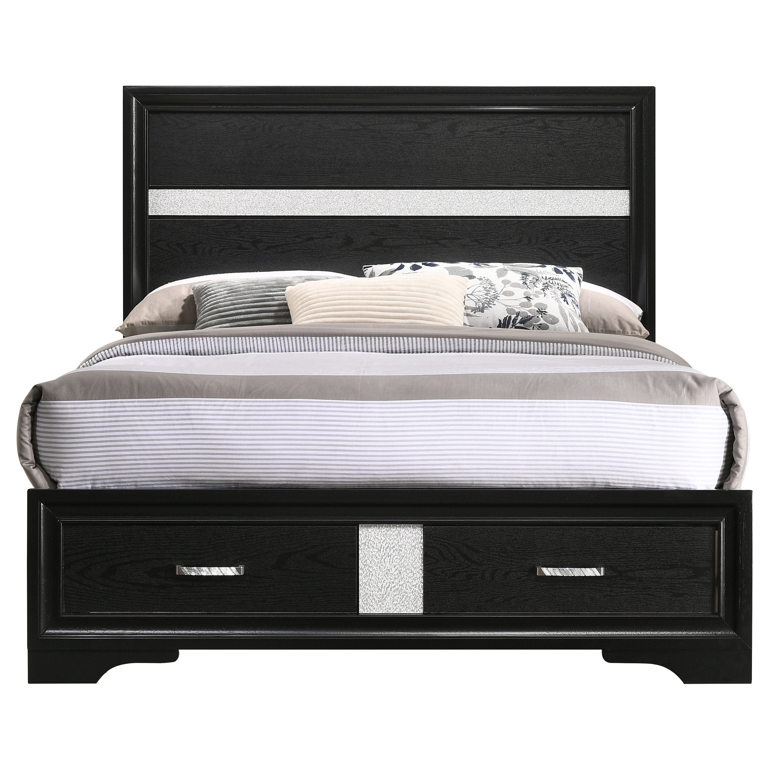 Miranda 51-inch Wood California King Storage Panel Bed Black