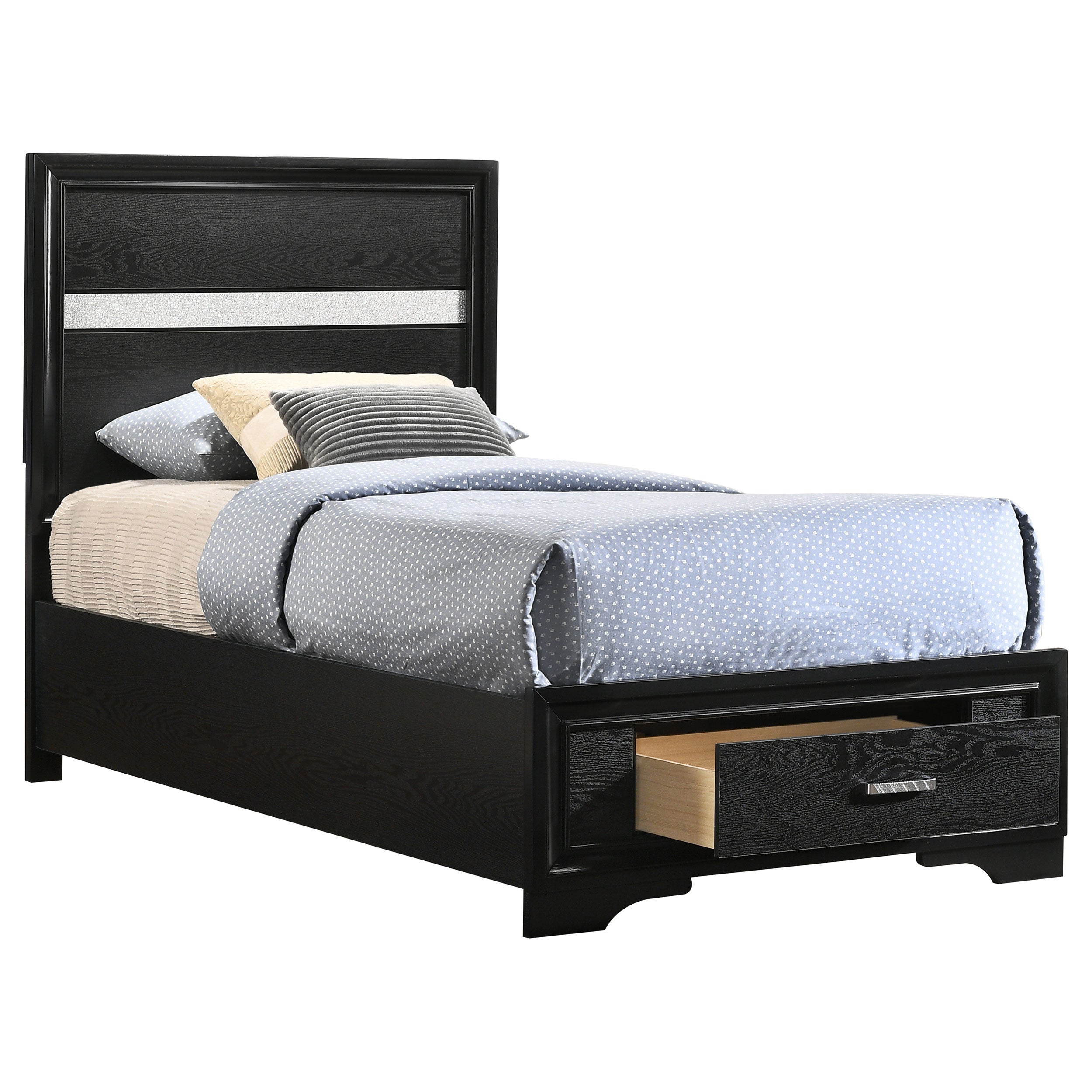 Miranda 51-inch Wood California King Storage Panel Bed Black
