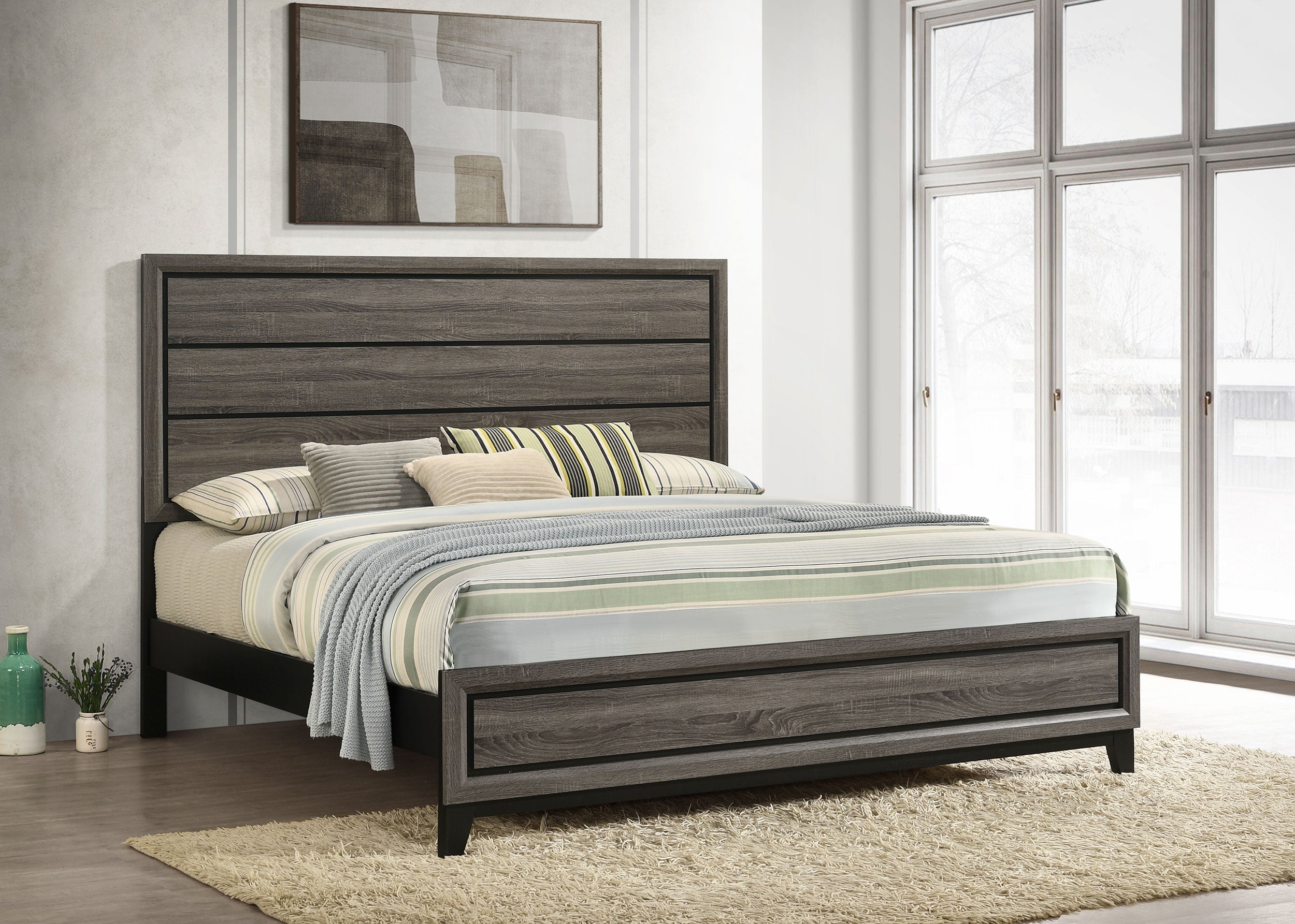 Watson Wood California King Panel Bed Grey Oak