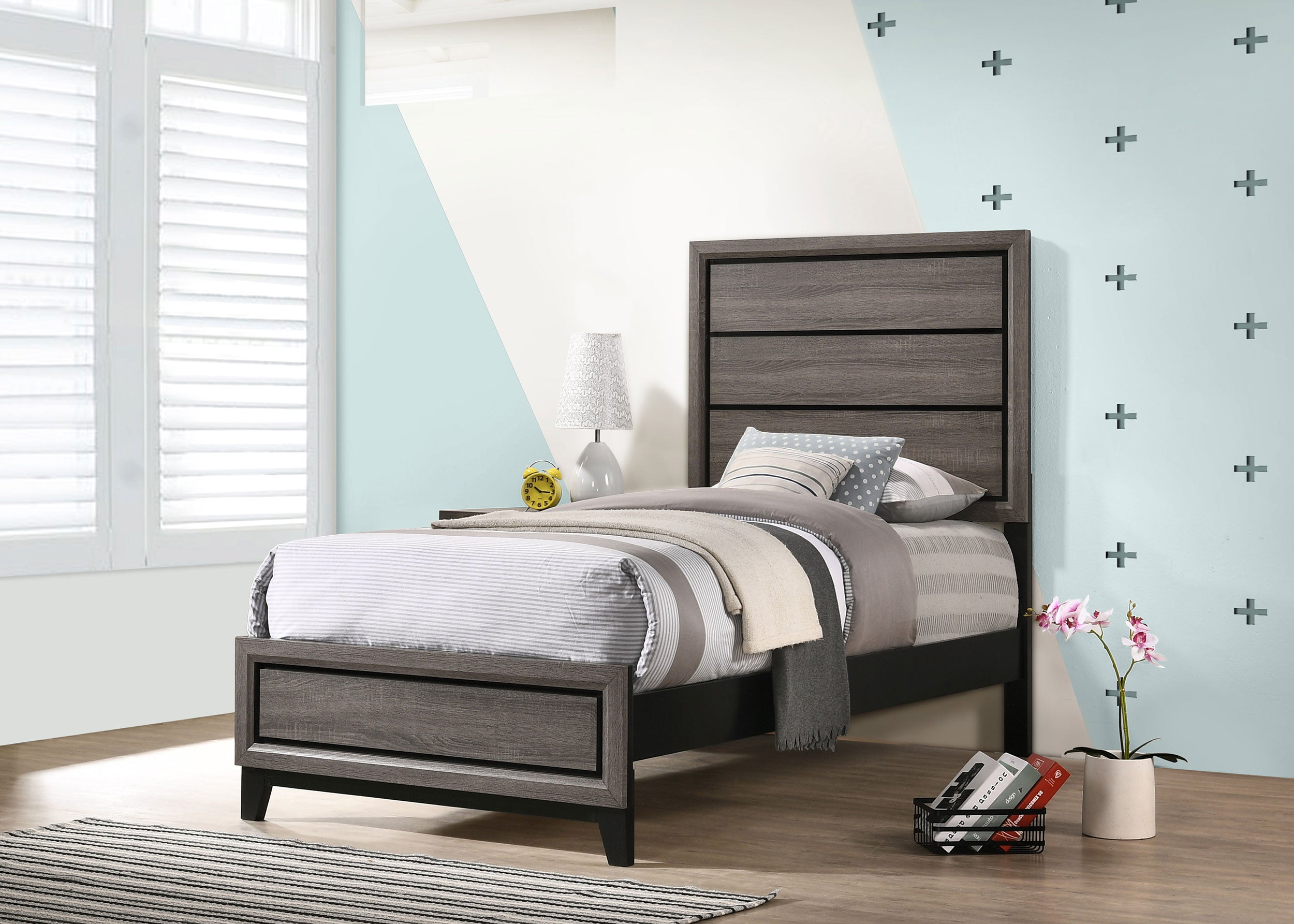 Watson Wood California King Panel Bed Grey Oak