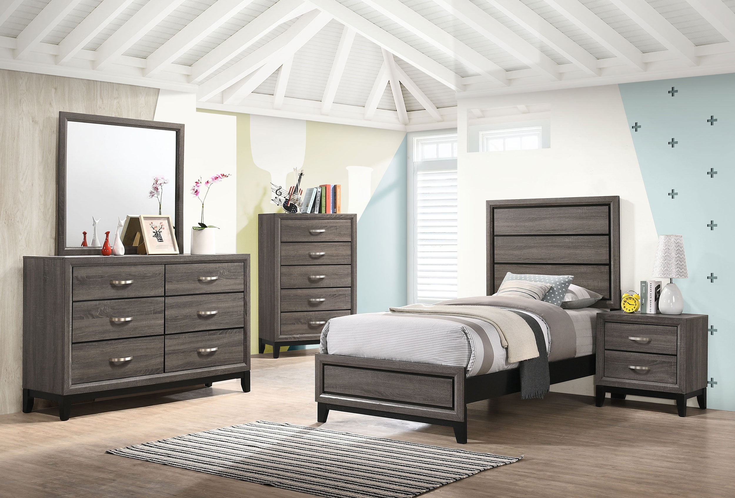 Watson Wood California King Panel Bed Grey Oak