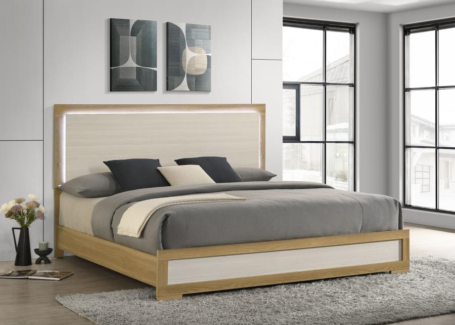 Hyland Wood LED Panel Bed Natural and