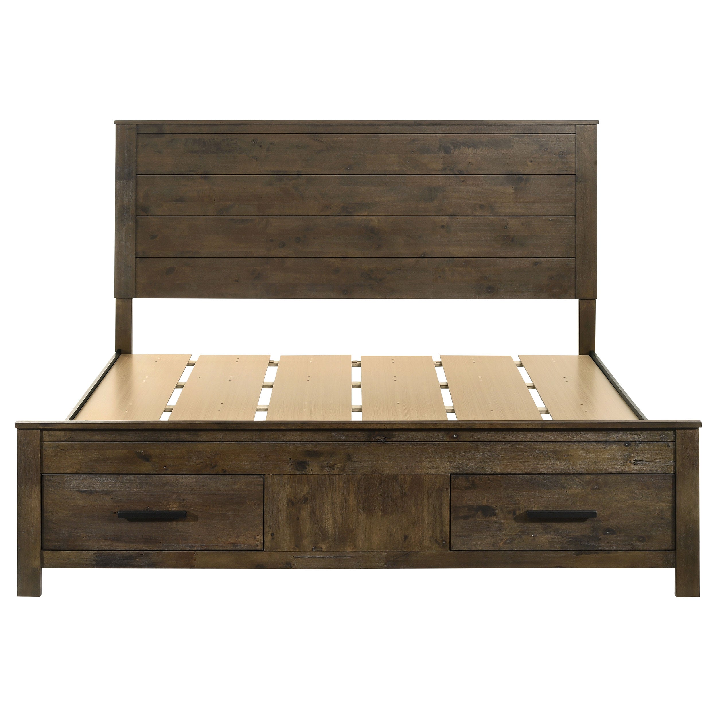 Woodmont California King Storage Bed Rustic Golden Brown