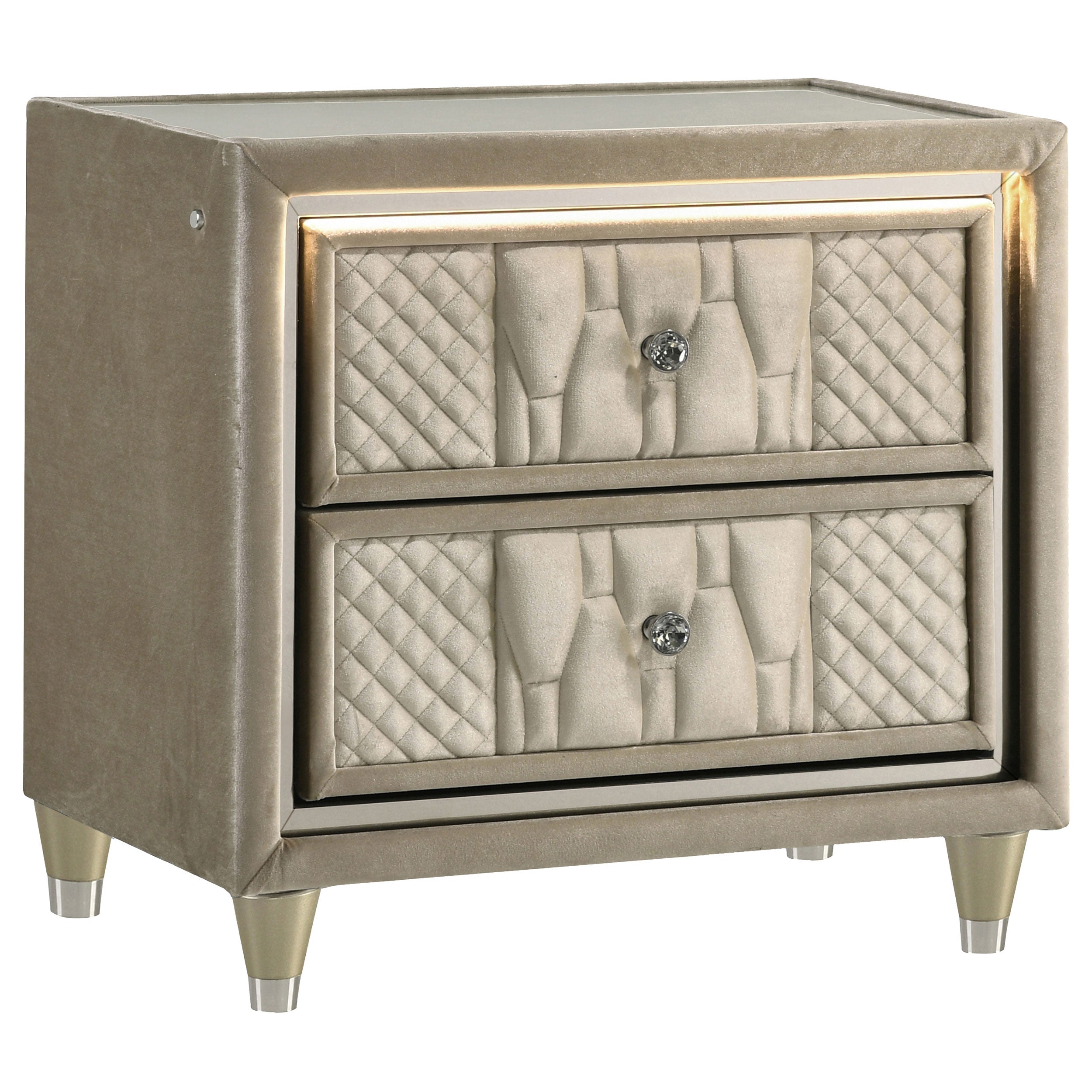 Lorient 2-drawer LED Nightstand with USB Ivory and Camel