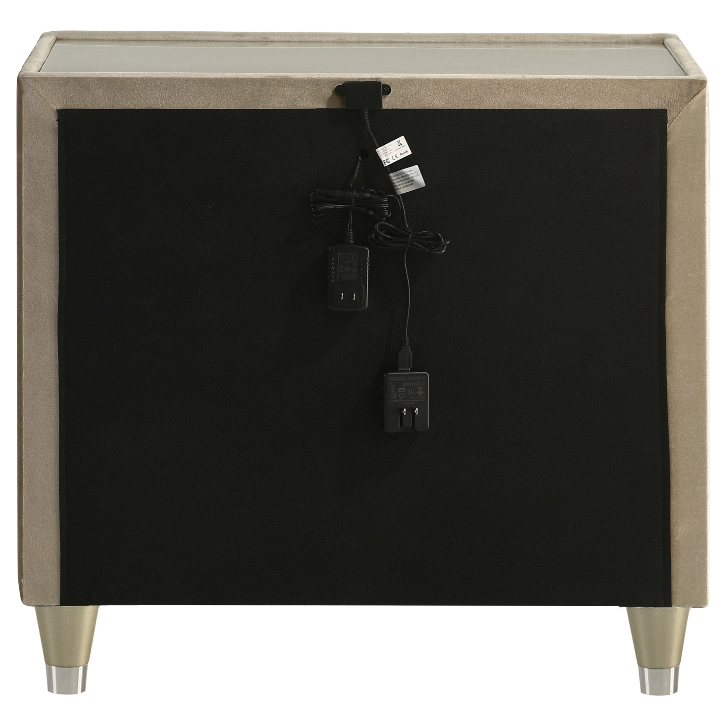 Lorient 2-drawer LED Nightstand with USB Ivory and Camel