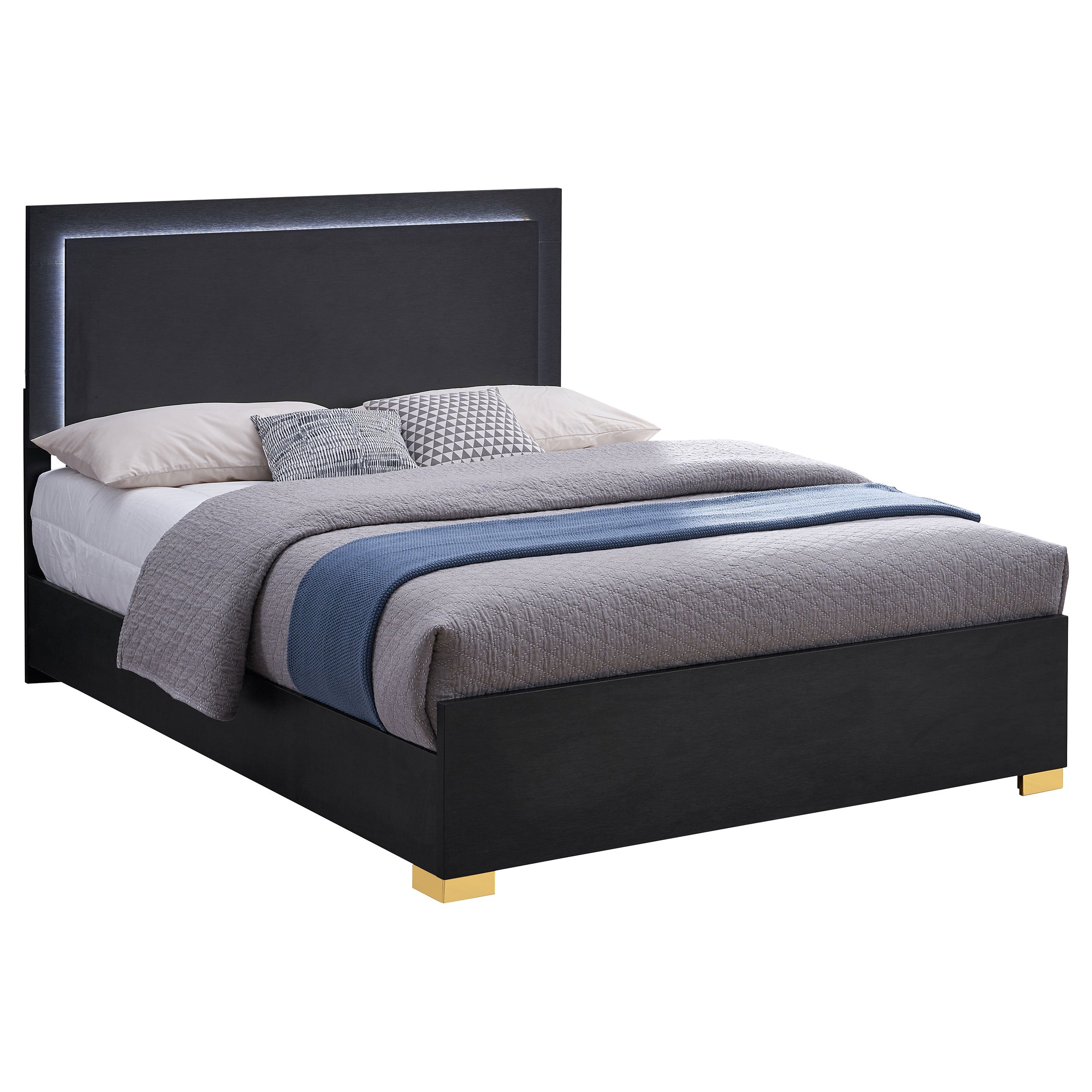 Marceline Bed with LED Headboard Black