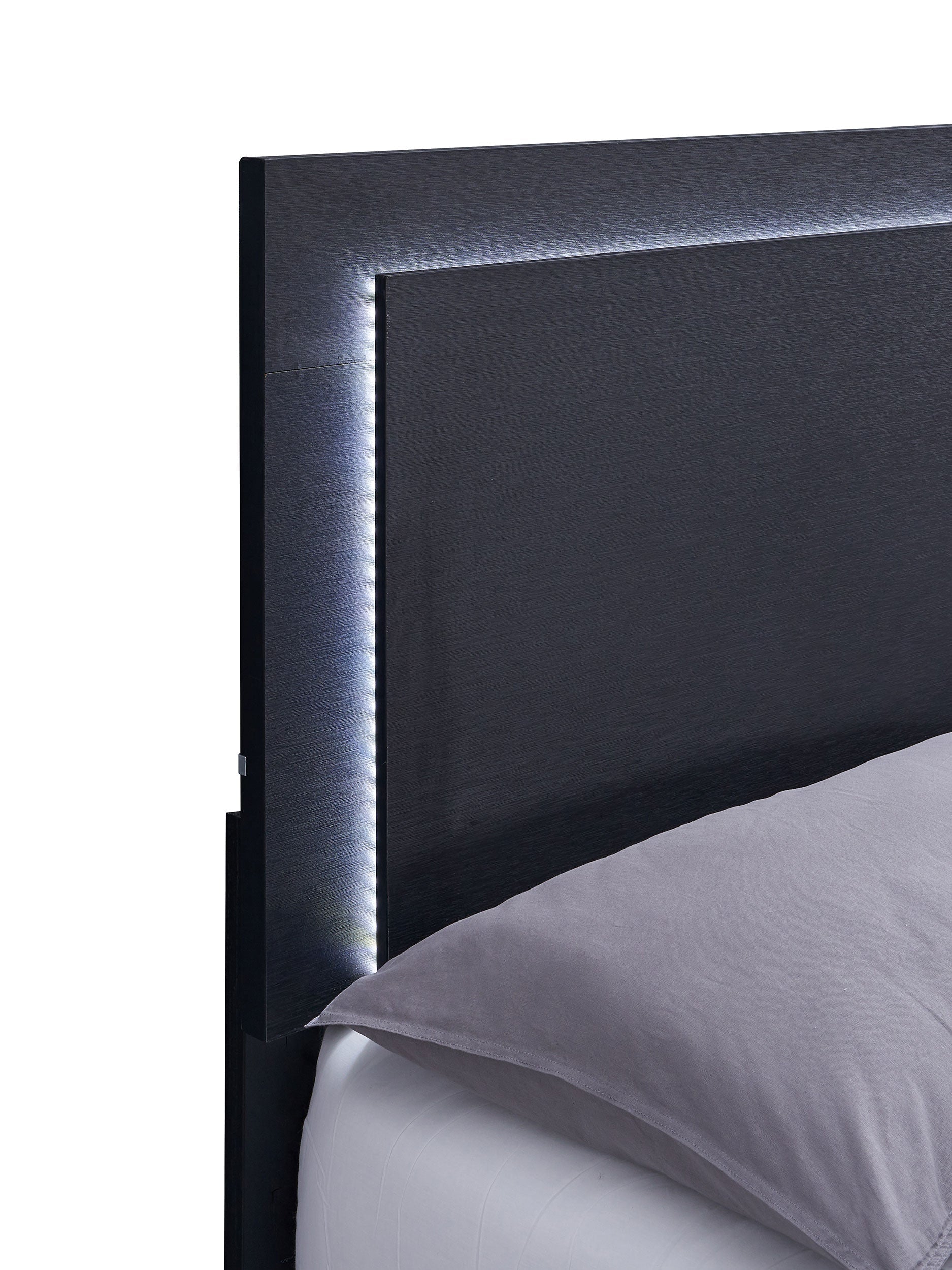 Marceline Bed with LED Headboard Black