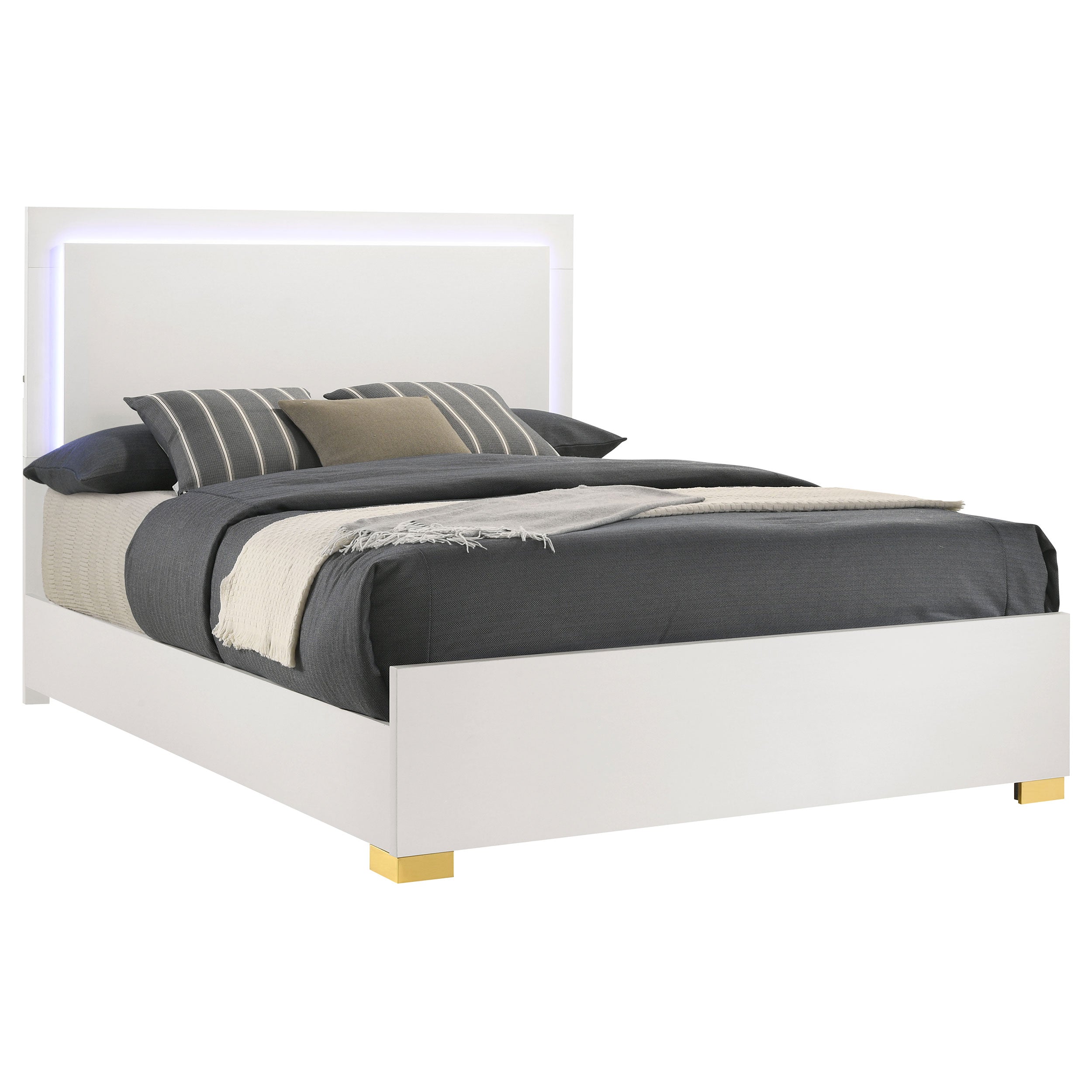 Marceline Wood LED Panel Bed Black