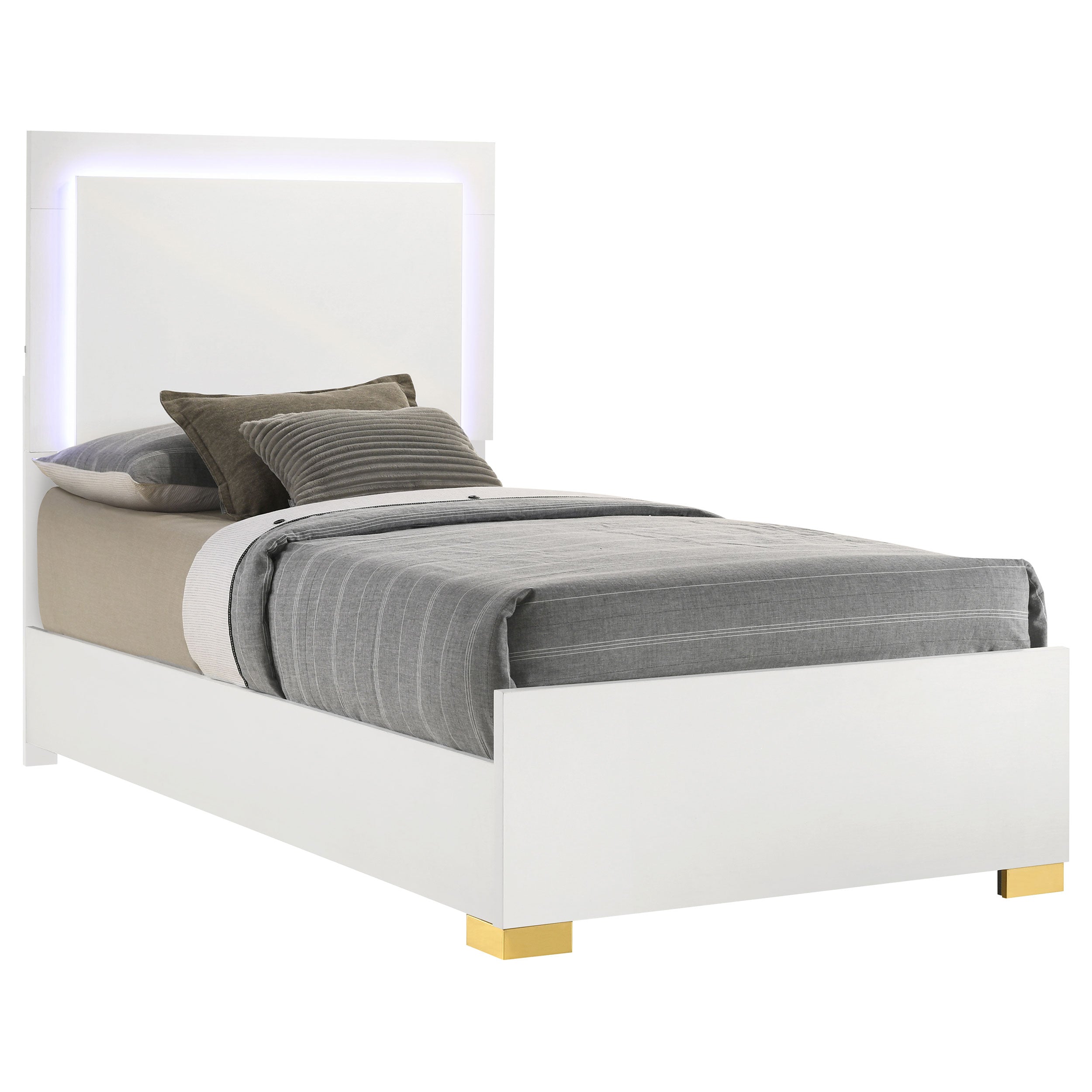 Marceline Wood LED Panel Bed Black