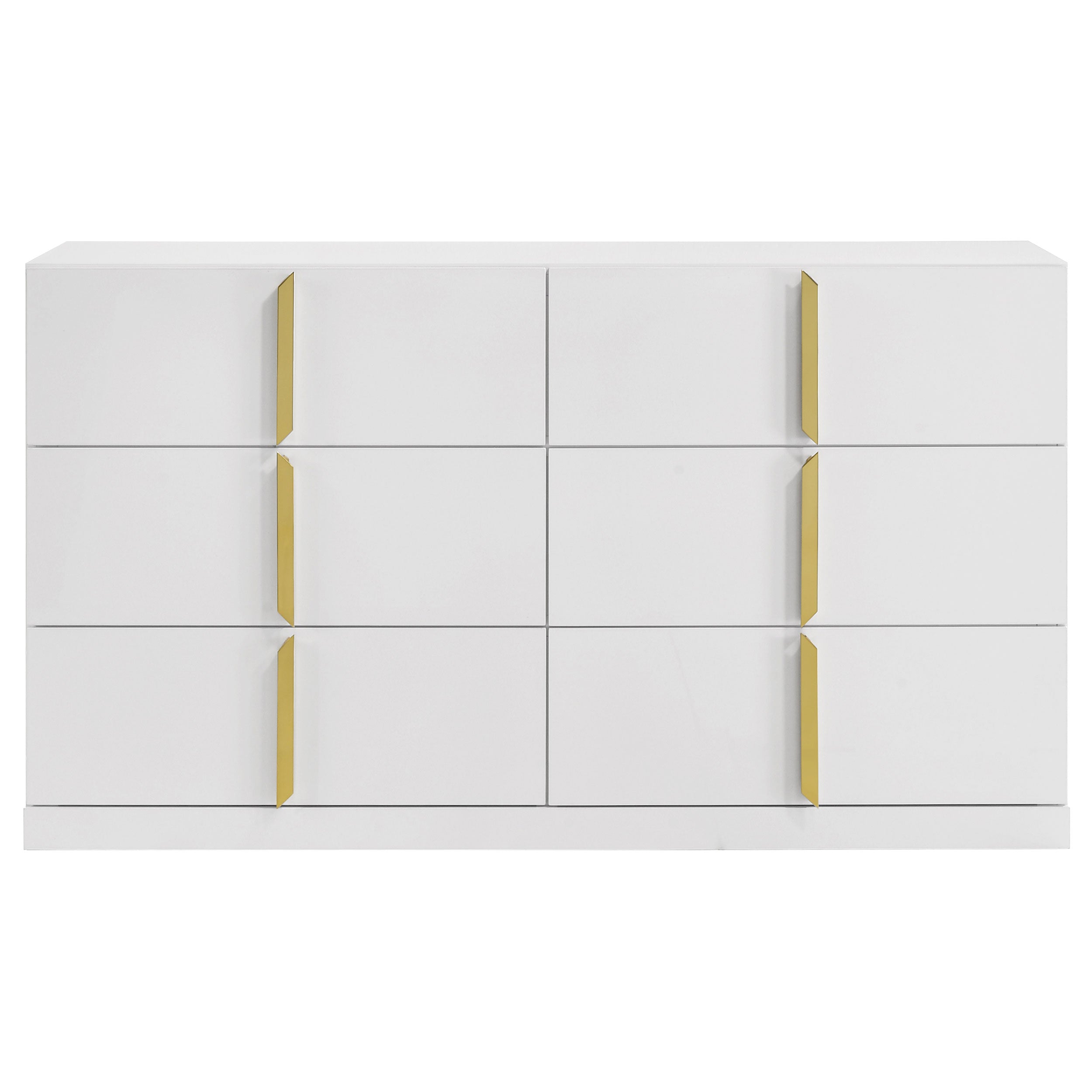 Ines 6-drawer Bedroom Dresser with Mirror Cabinet White High Gloss