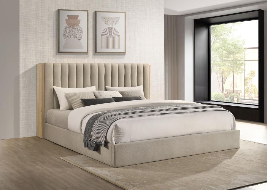 Arielle Bookcase Panel Storage Bed Light Oak