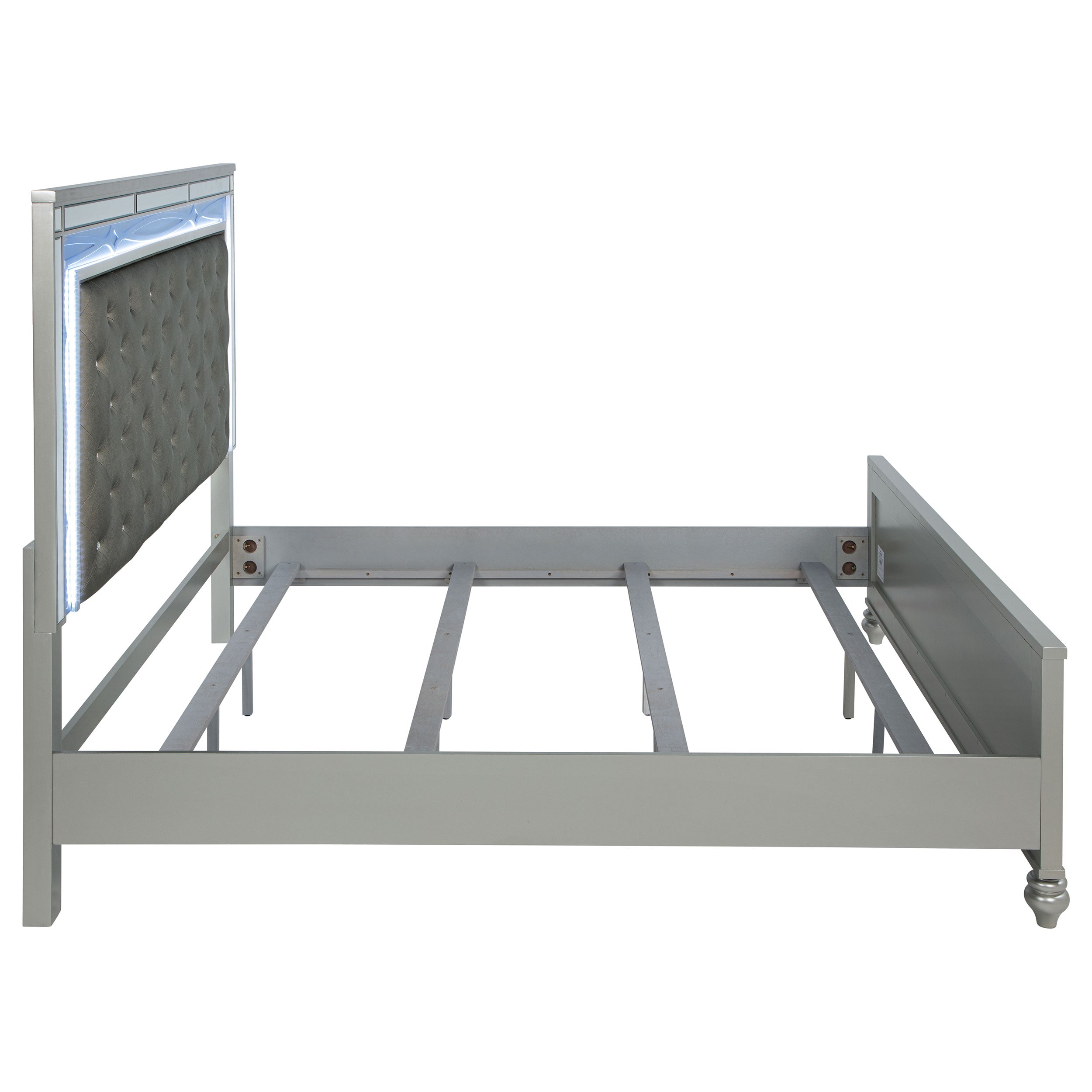 Gunnison Wood California King LED Panel Bed Silver Metallic