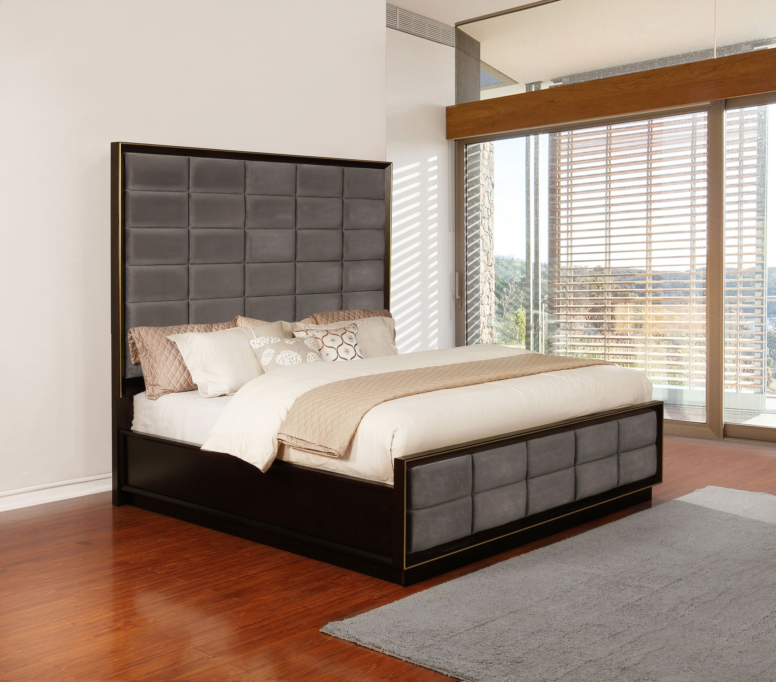 Durango Upholstered Bed Smoked Peppercorn and Grey