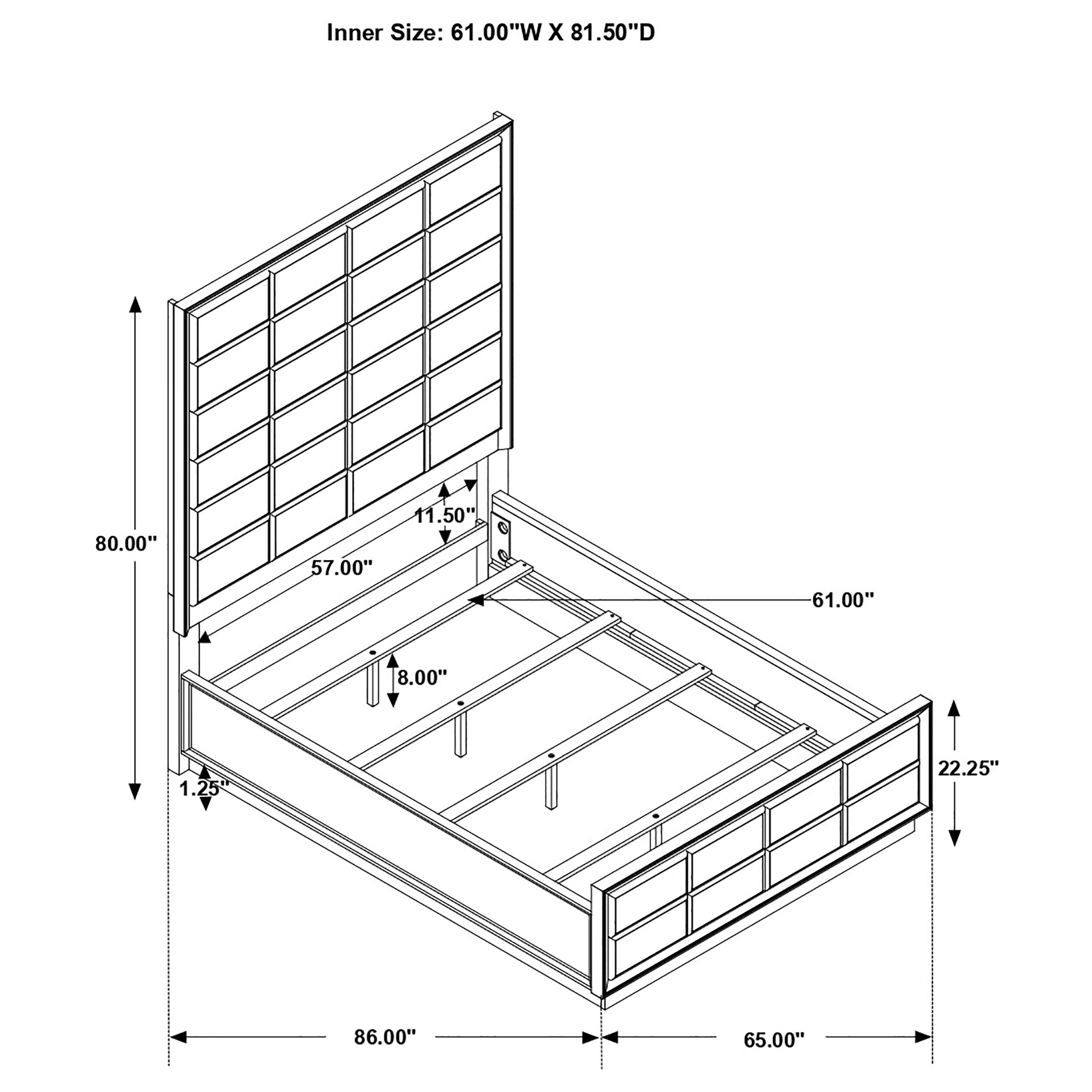 Durango Upholstered Bed Smoked Peppercorn and Grey