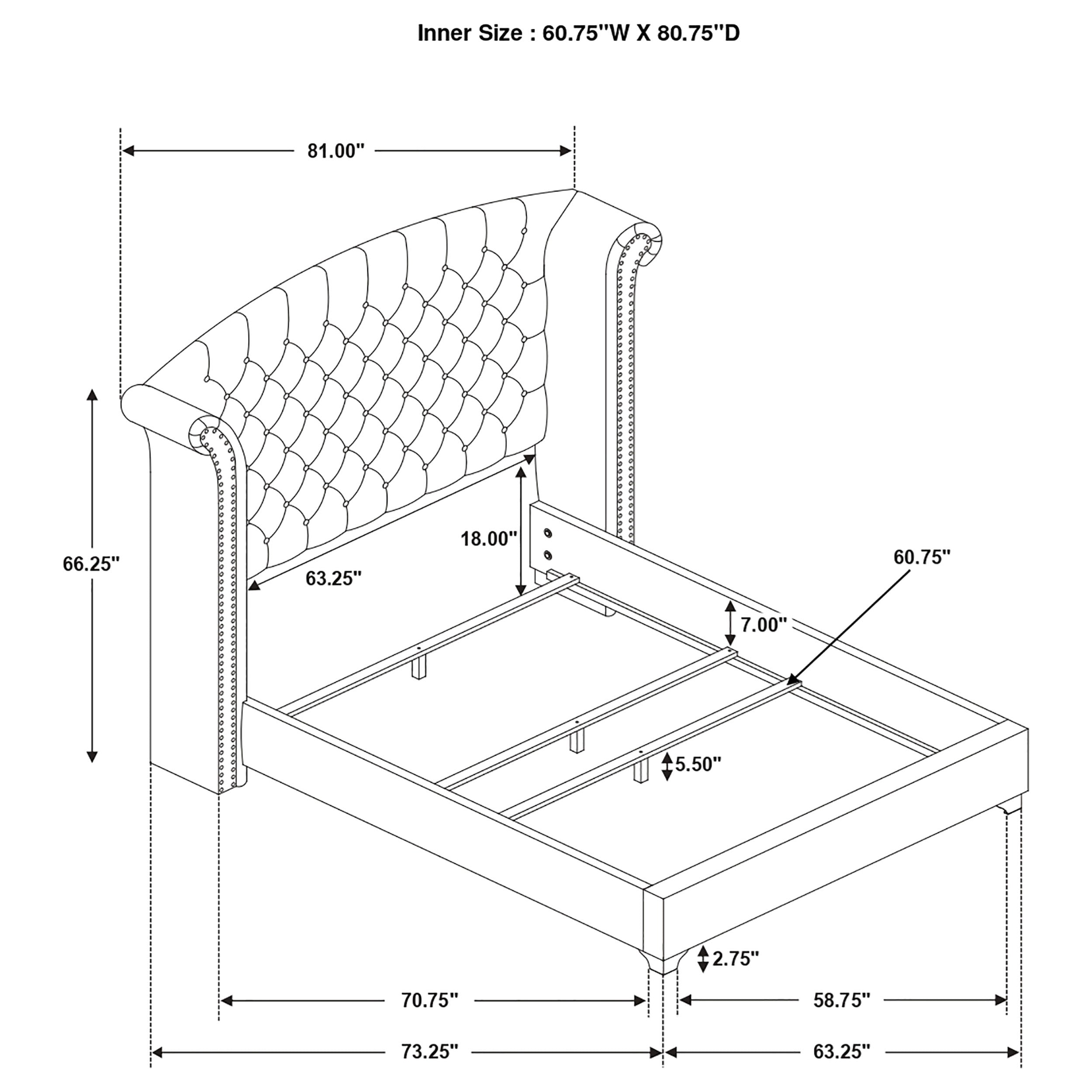 Melody Upholstered California King Wingback Bed Grey