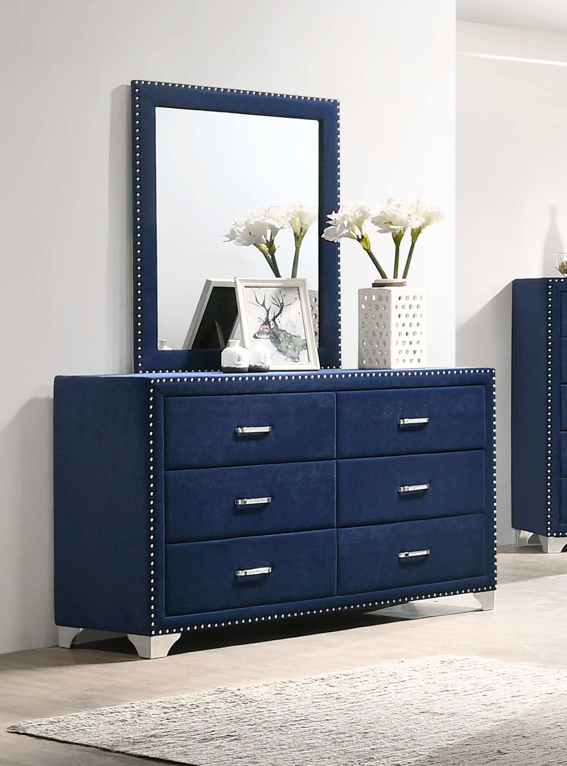 Melody 6-drawer Upholstered Dresser Grey