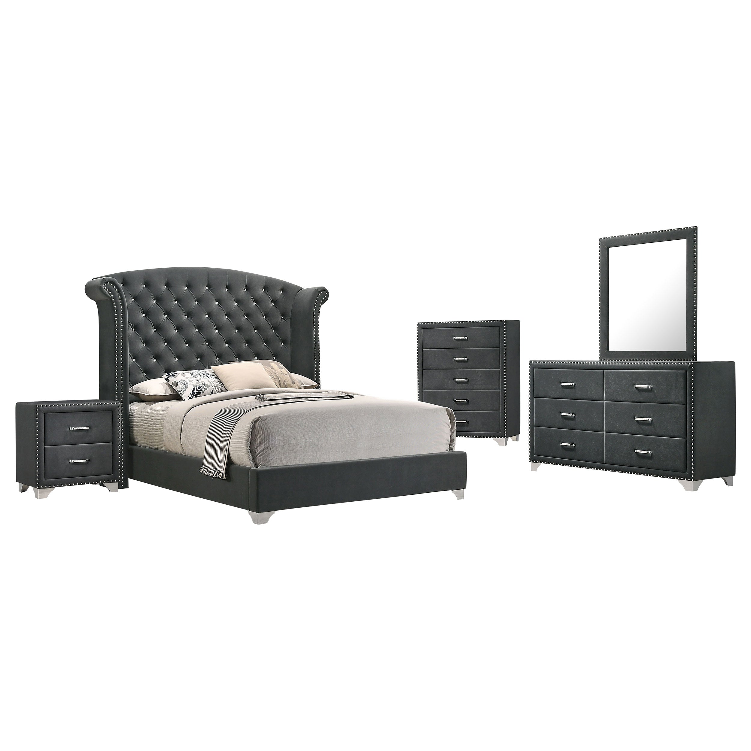 Melody Tufted Upholstered Bedroom Set Grey