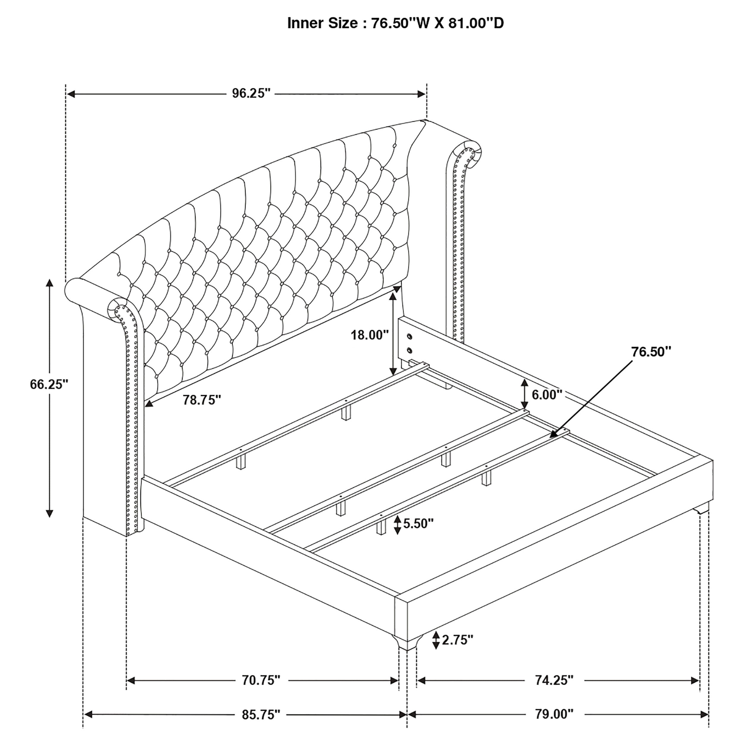Melody Upholstered California King Wingback Bed Grey
