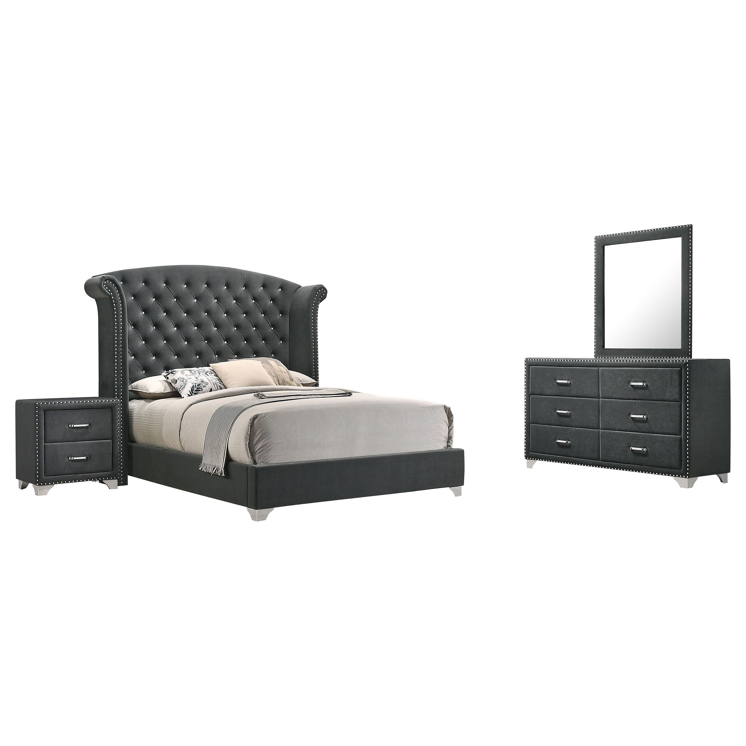 Melody Tufted Upholstered Bedroom Set Grey