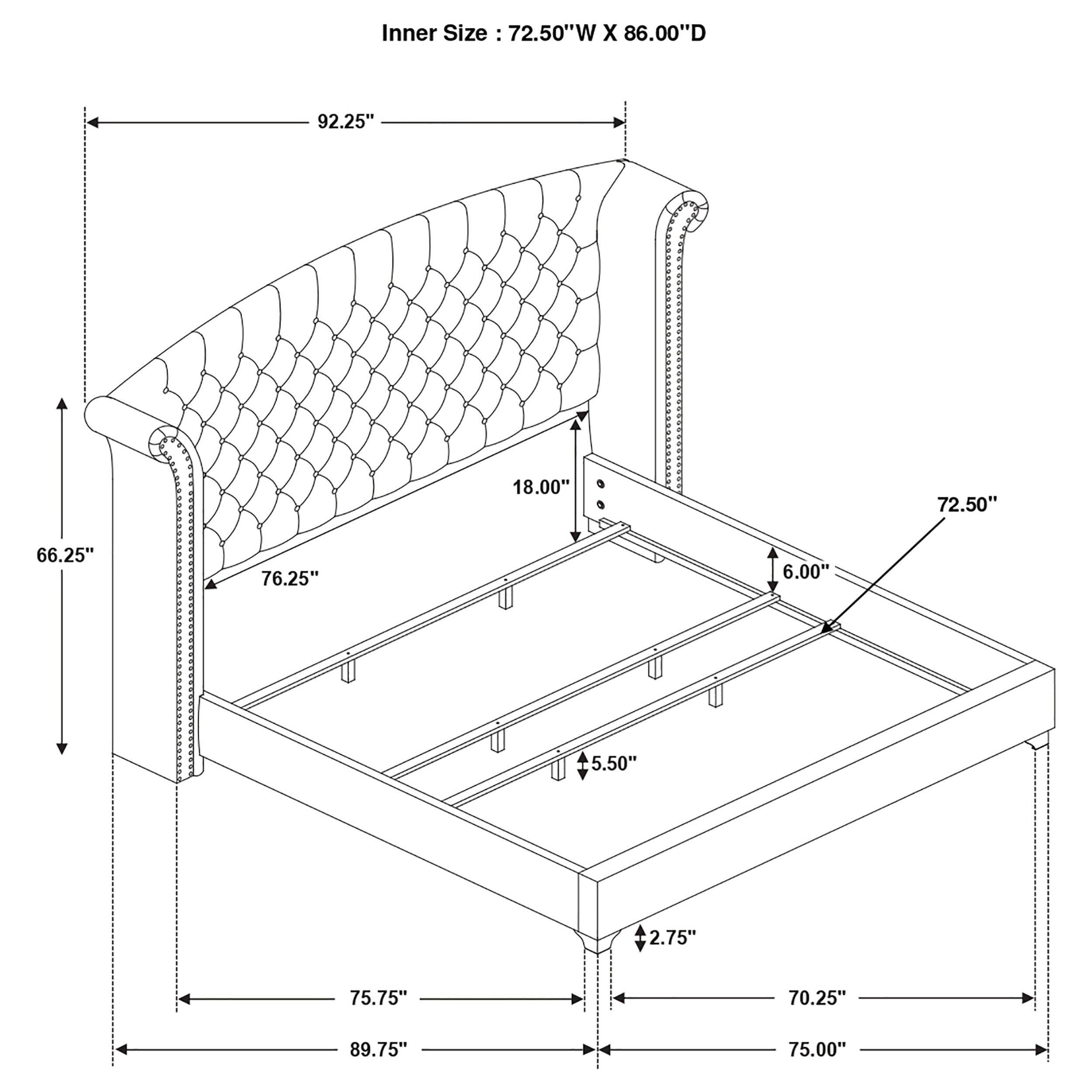 Melody Wingback Upholstered Bed Grey