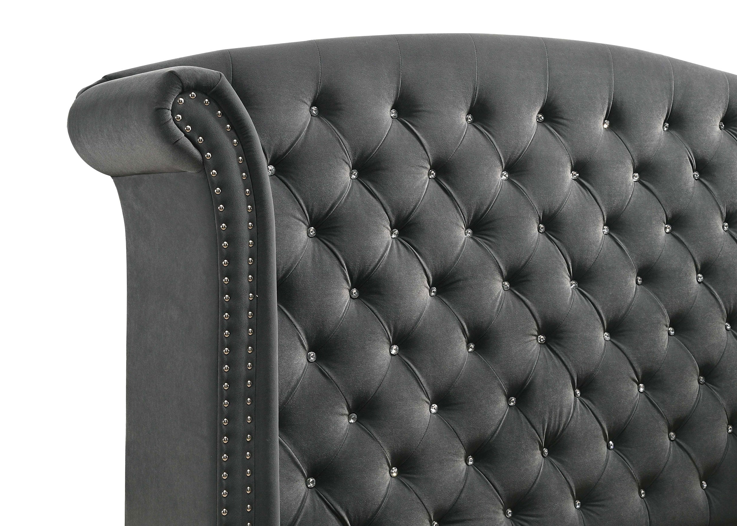Melody Wingback Upholstered Bed Grey