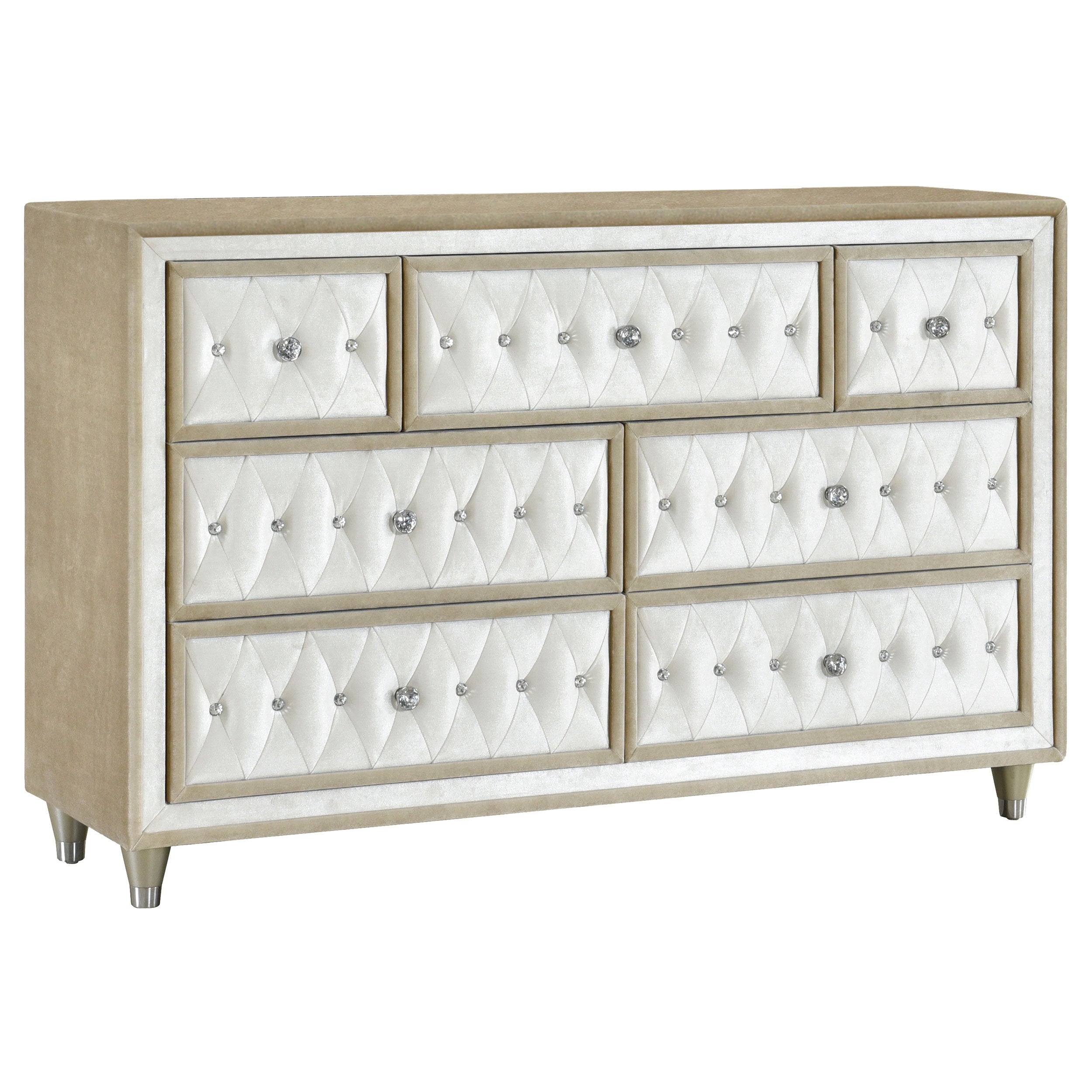 Antonella Upholstered Tufted Bedroom Set Ivory and Camel