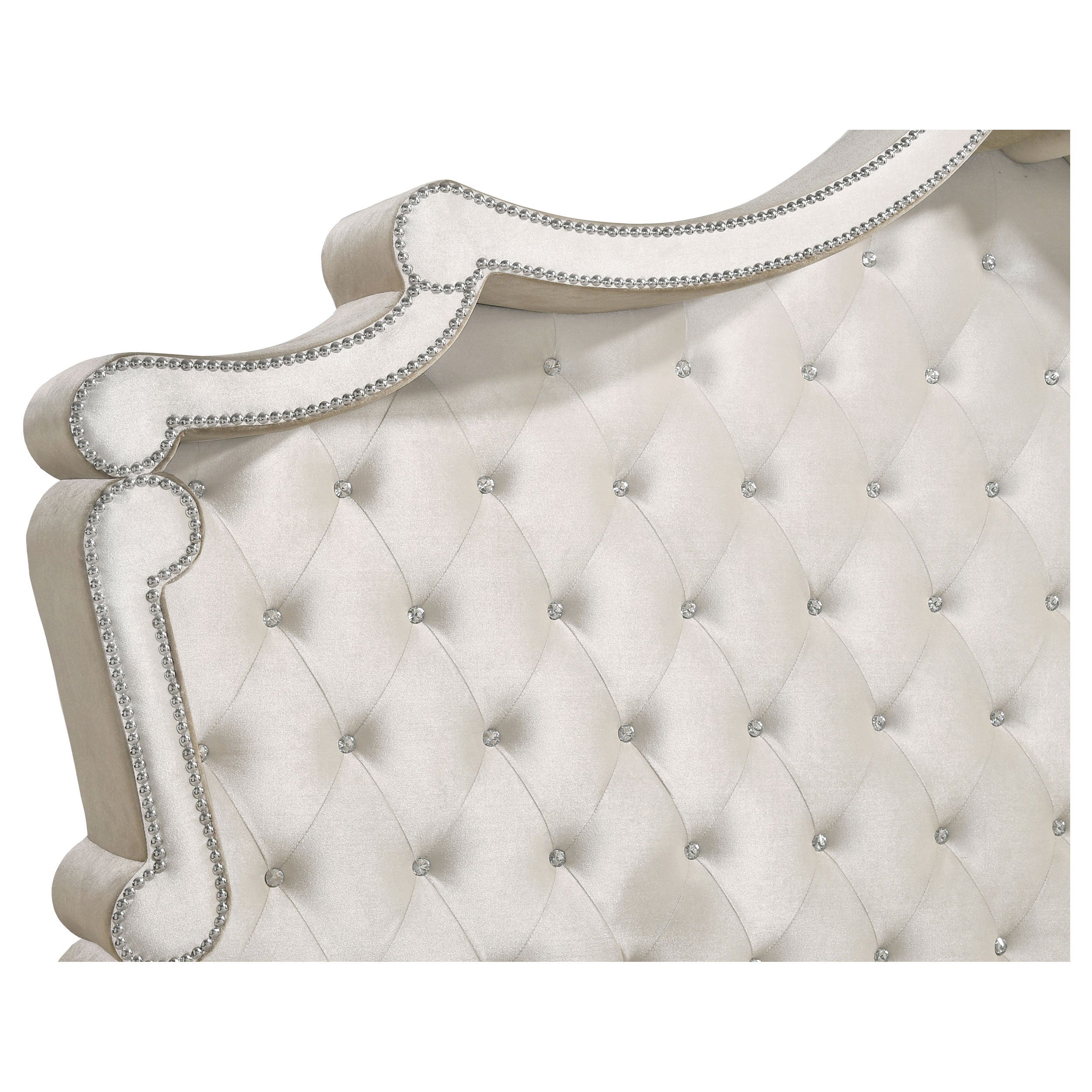 Antonella Upholstered Tufted Bedroom Set Ivory and Camel