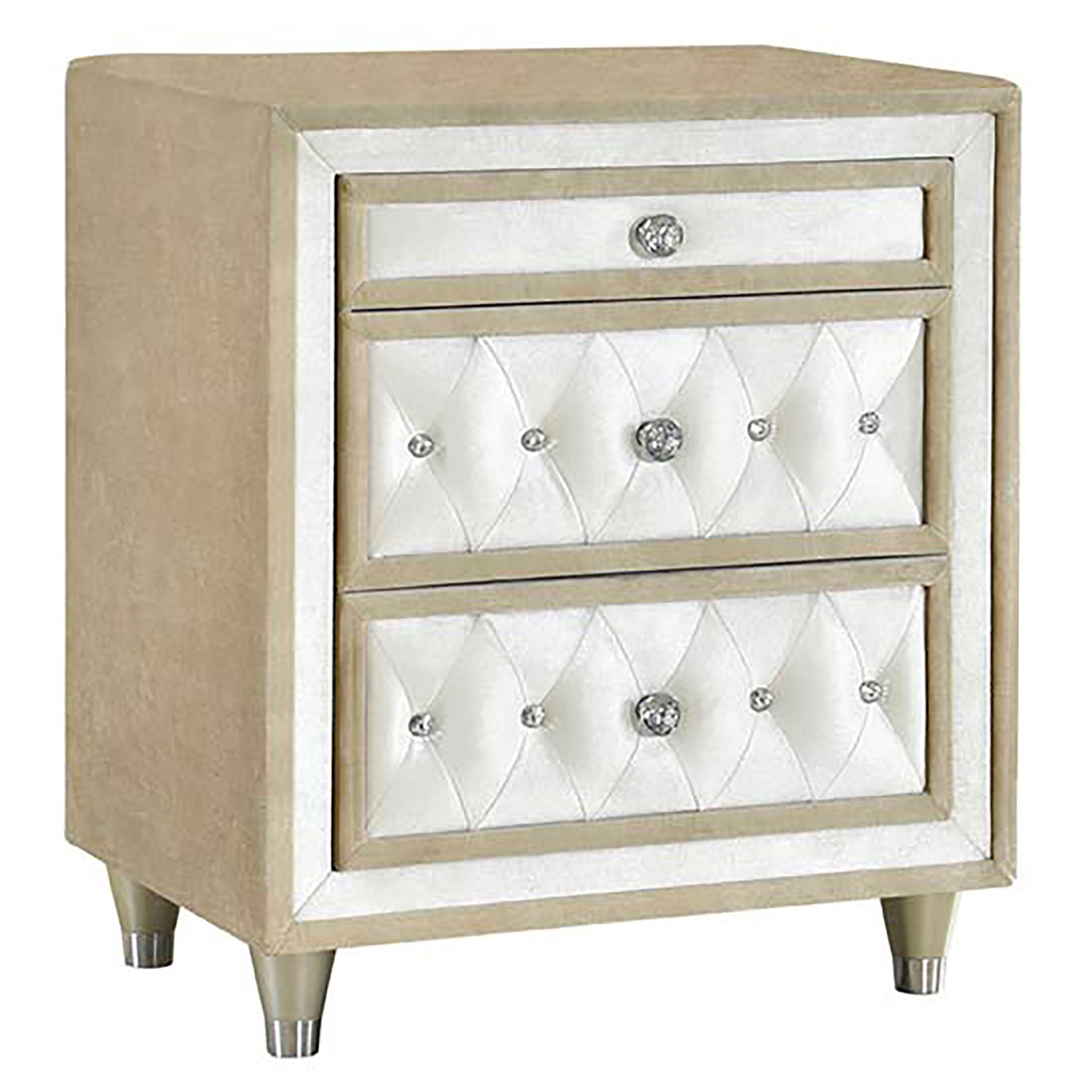 Antonella Upholstered Tufted Bedroom Set Ivory and Camel