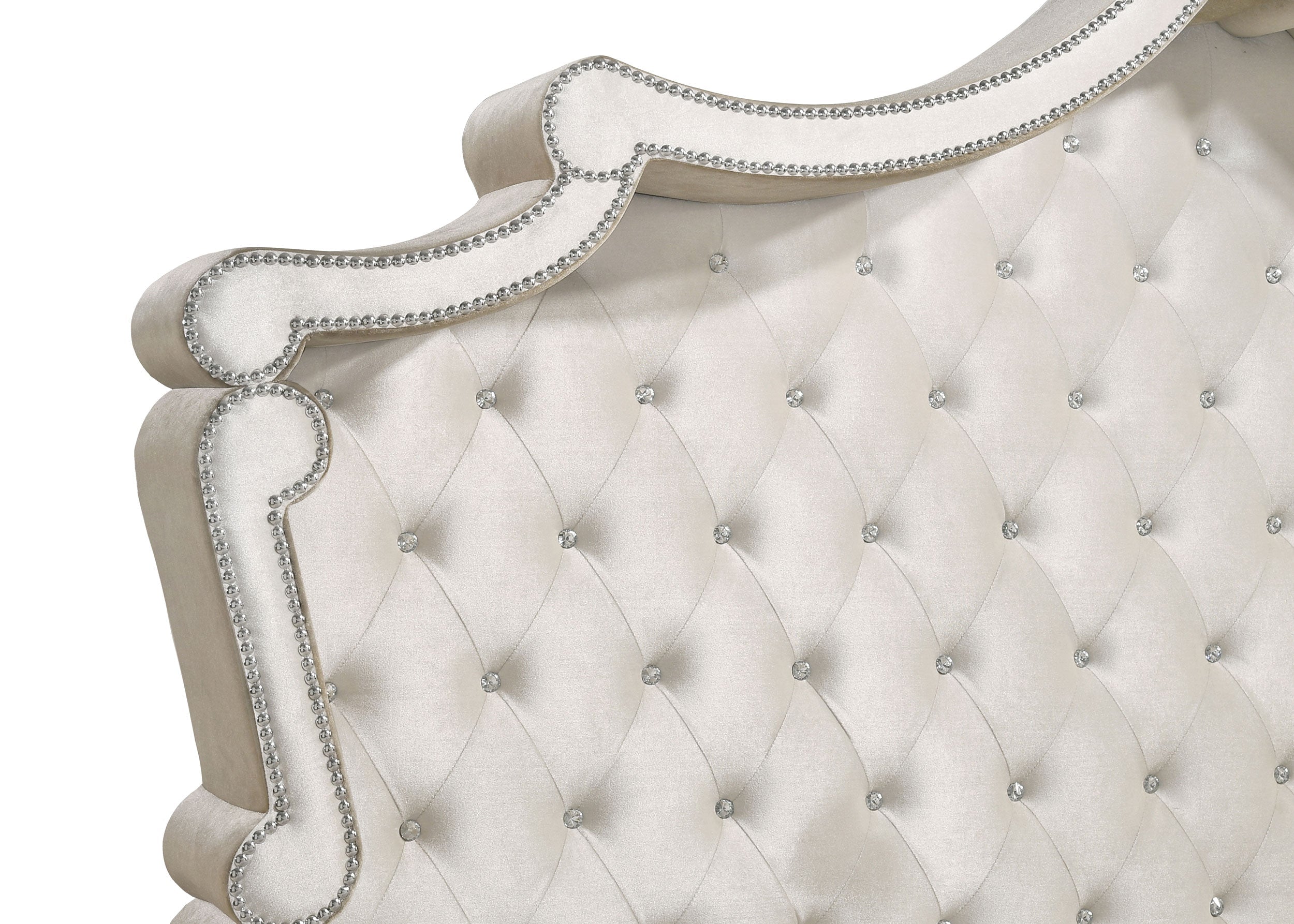 Antonella Upholstered Tufted Bedroom Set Ivory and Camel