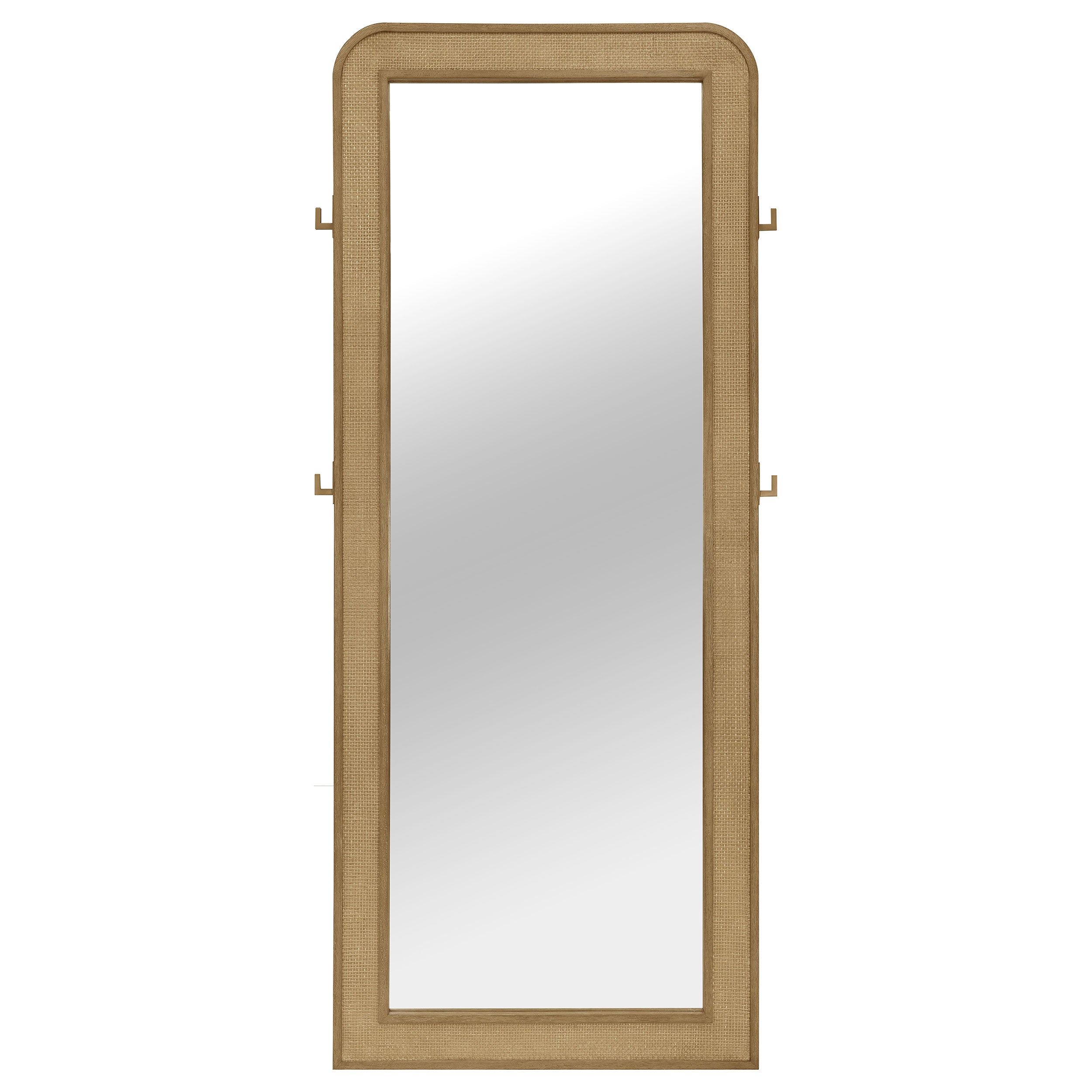 Arini Cane Weave Length Standing Floor Mirror Black