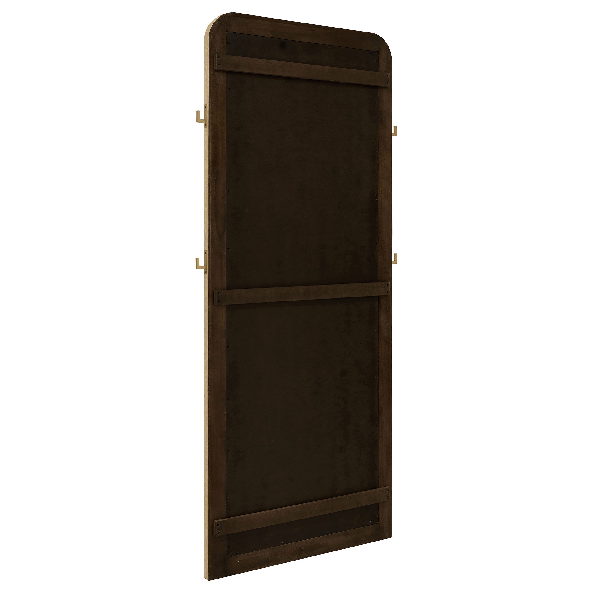 Arini Cane Weave Length Standing Floor Mirror Black
