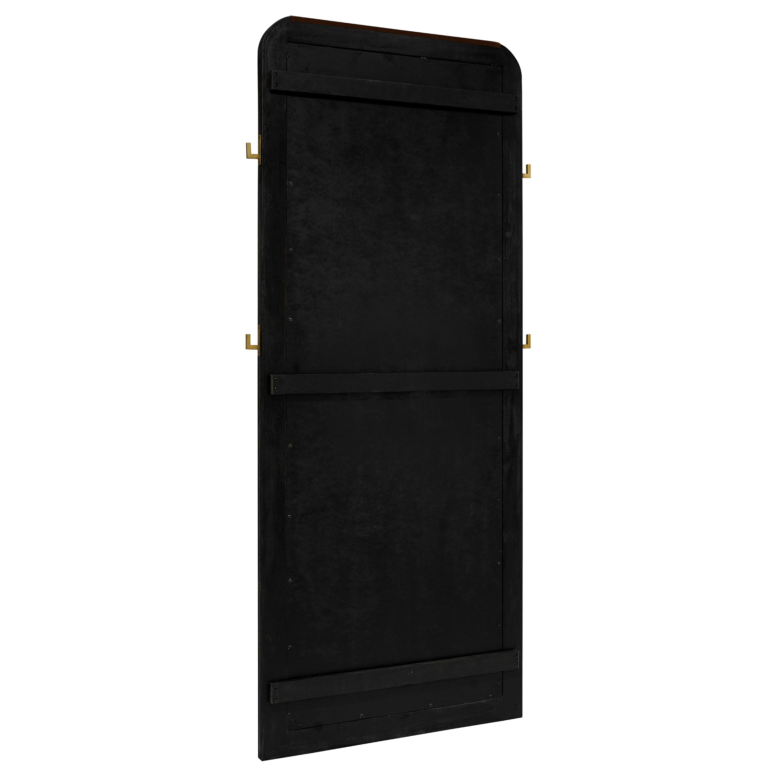 Arini Cane Weave Length Standing Floor Mirror Black