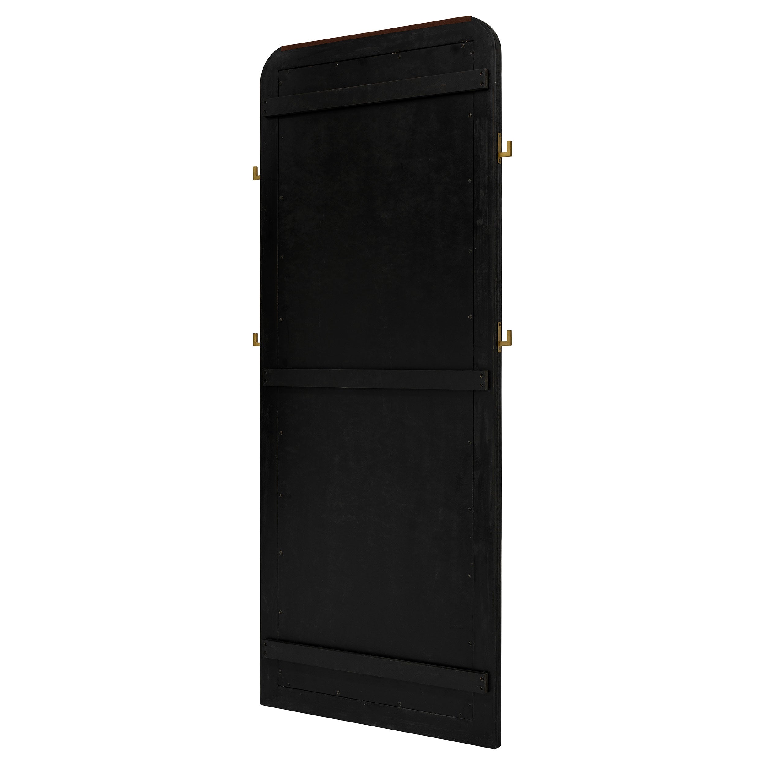 Arini Cane Weave Length Standing Floor Mirror Black