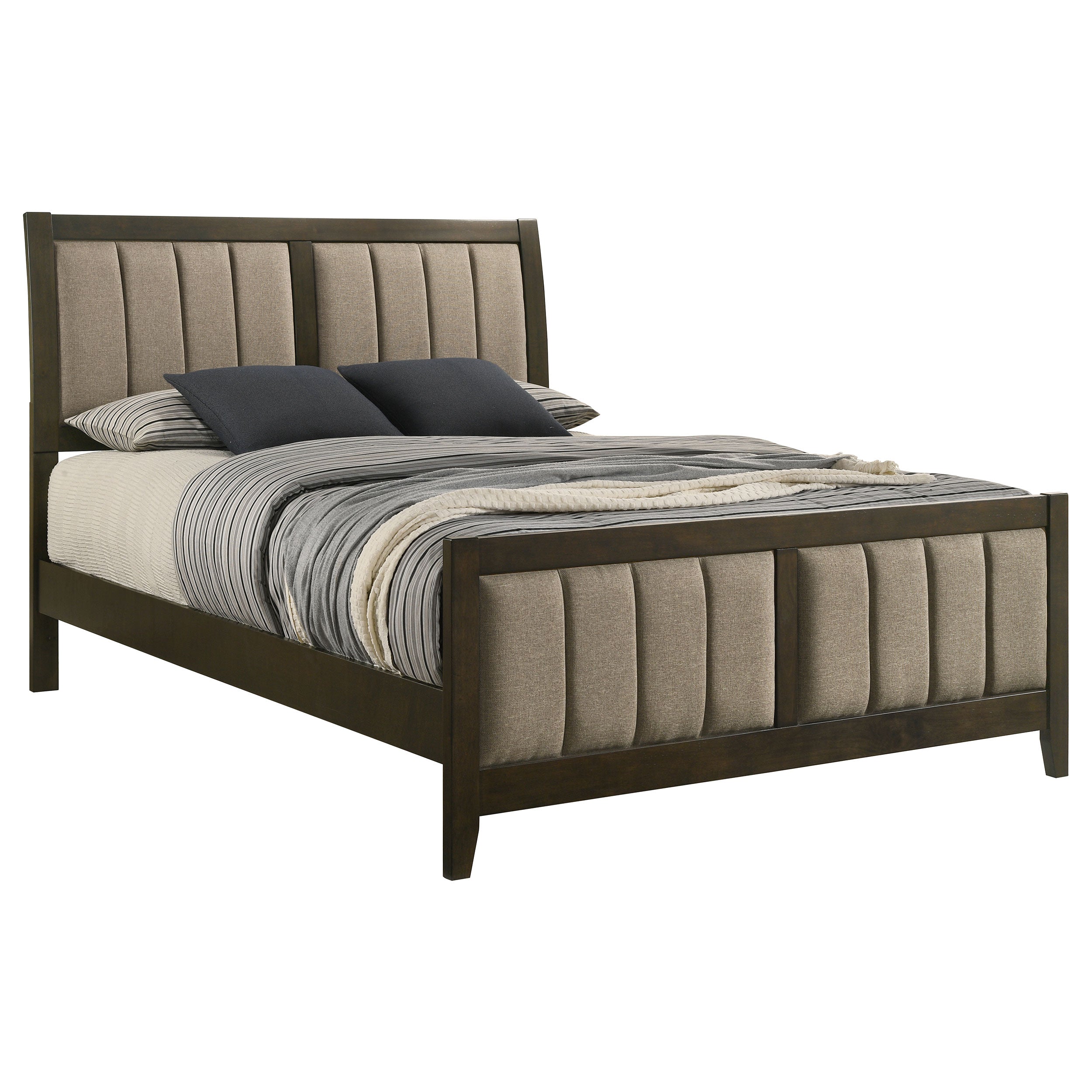 Wilkes 51-inch Upholstered California King Bed Dark Cocoa
