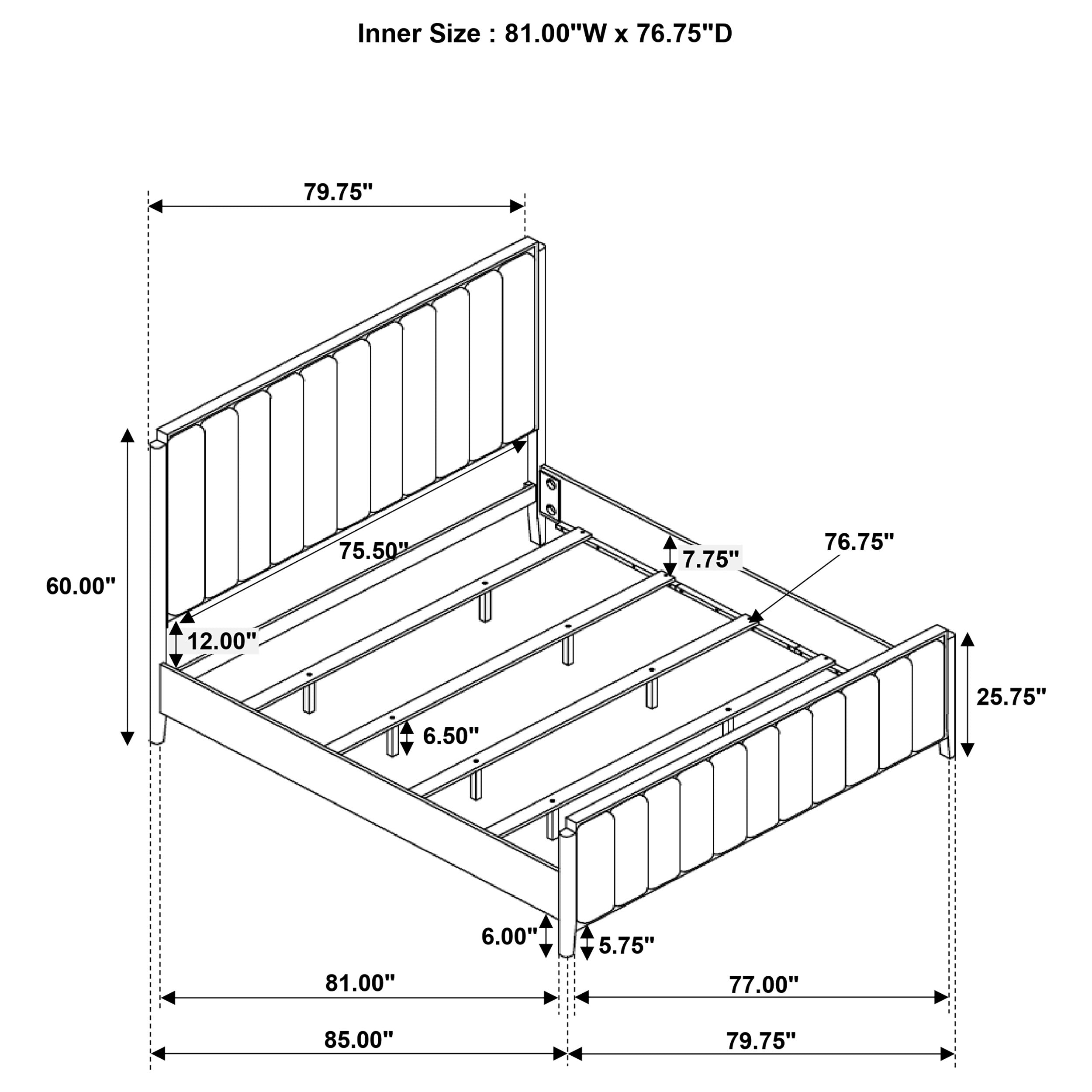 Brookmead 60-inch Upholstered California King Bed Black