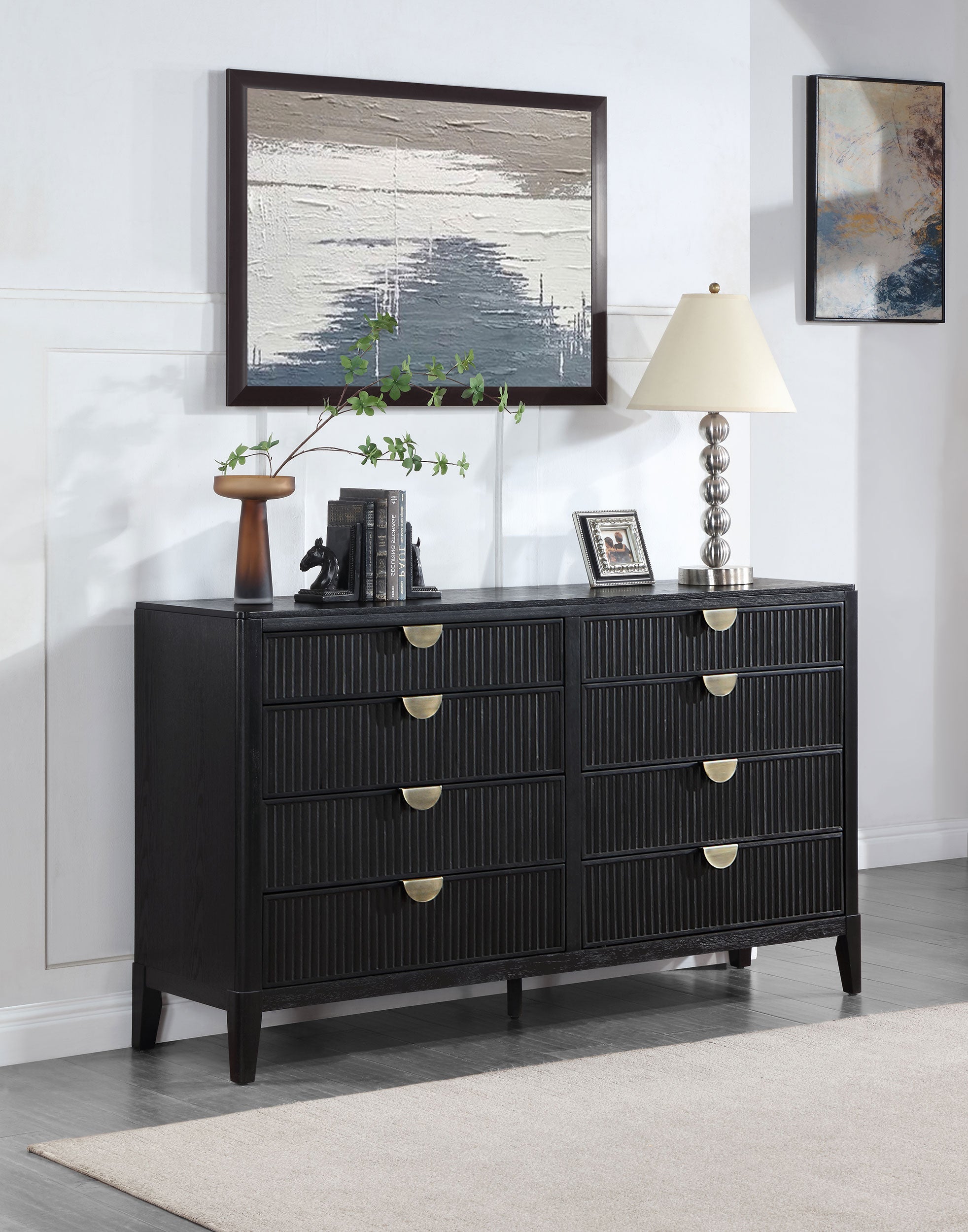 Briana 8-drawer Dresser with Mirror Black