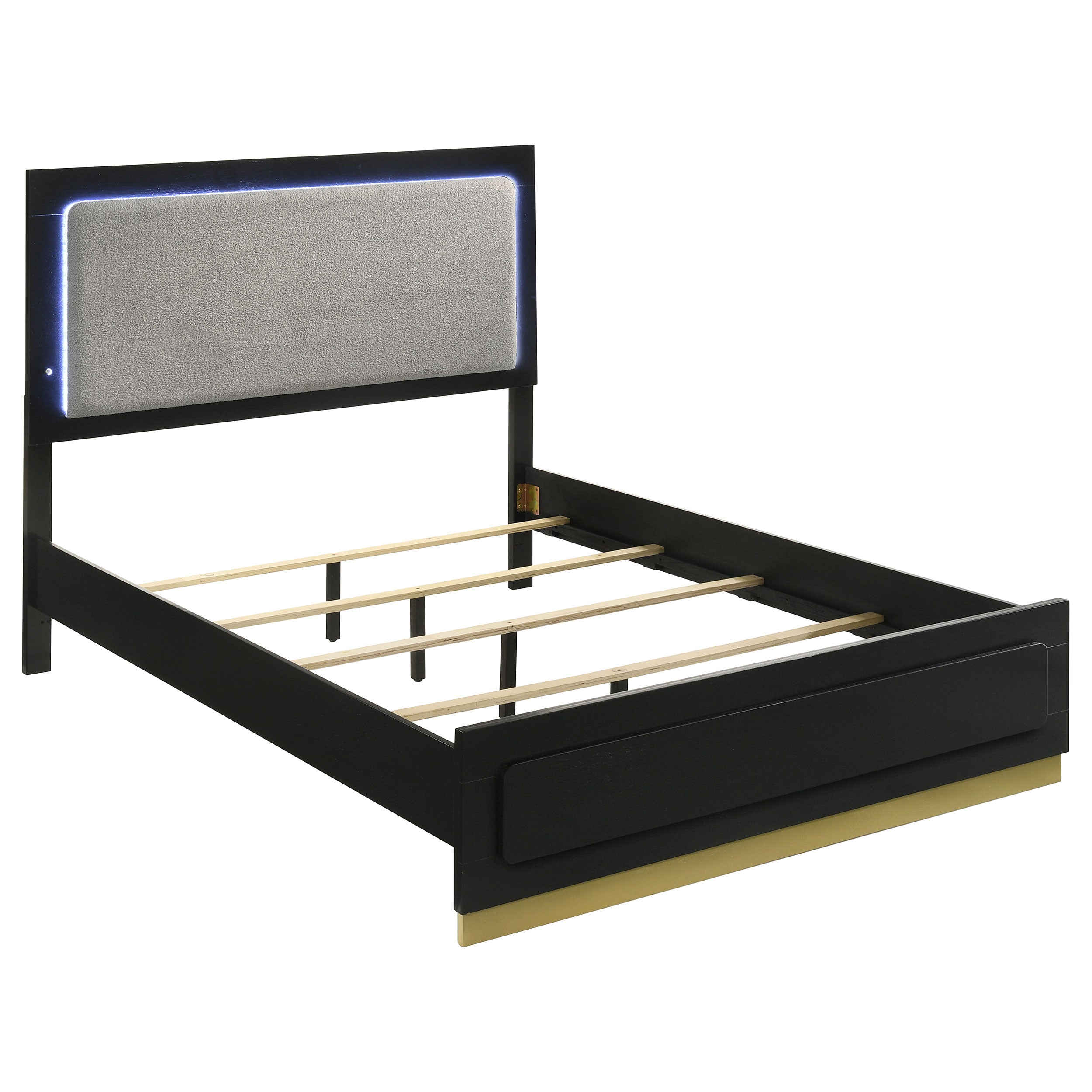 Caraway Bed with LED Headboard Black and Grey