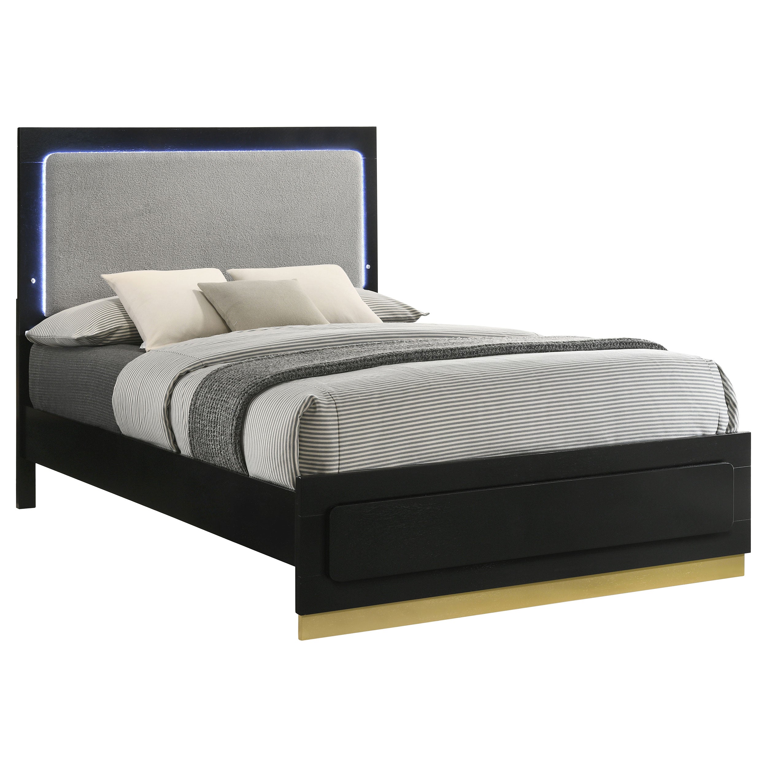 Caraway Bed with LED Headboard Black and Grey