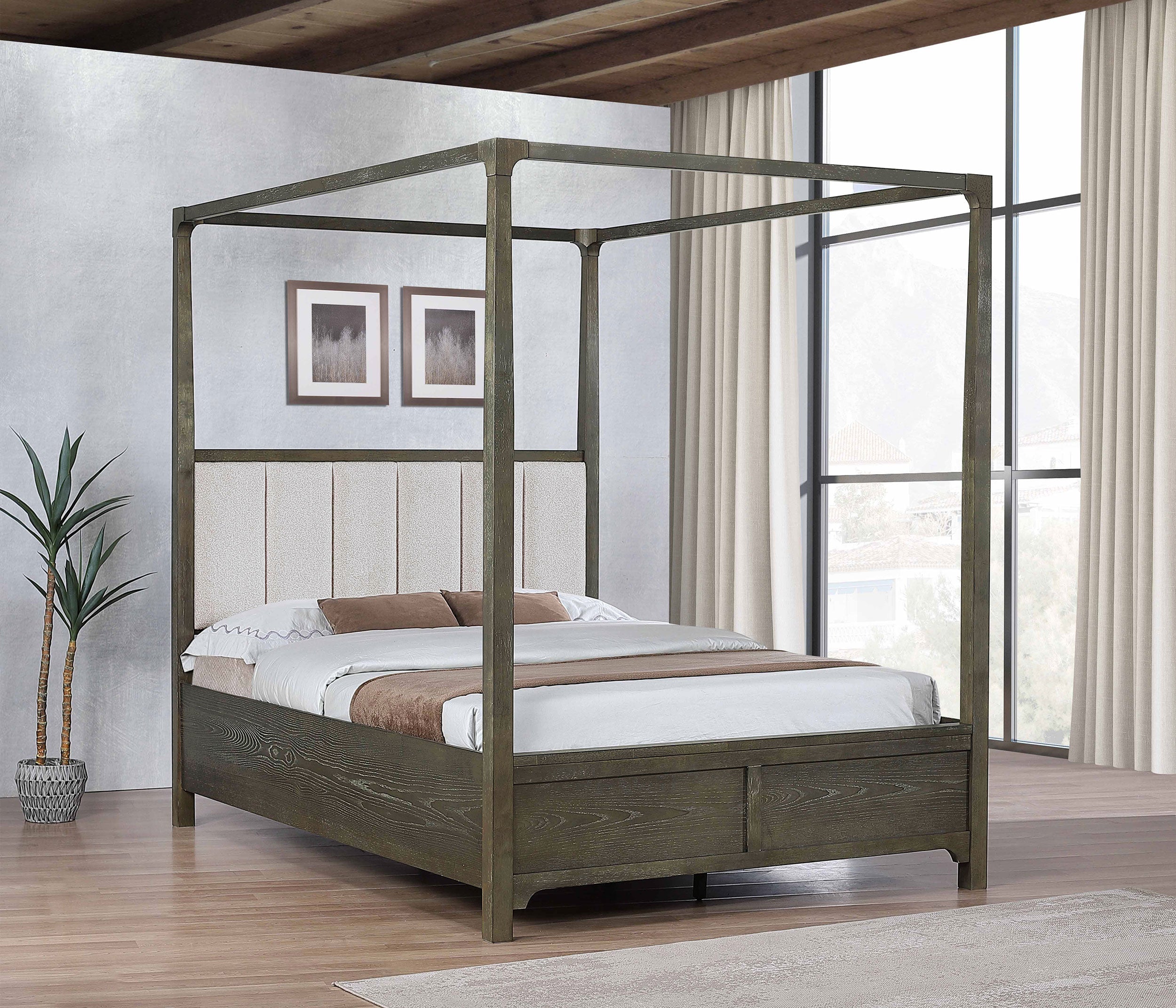 Gran Park California King Four Poster Canopy Bed Dark Cocoa