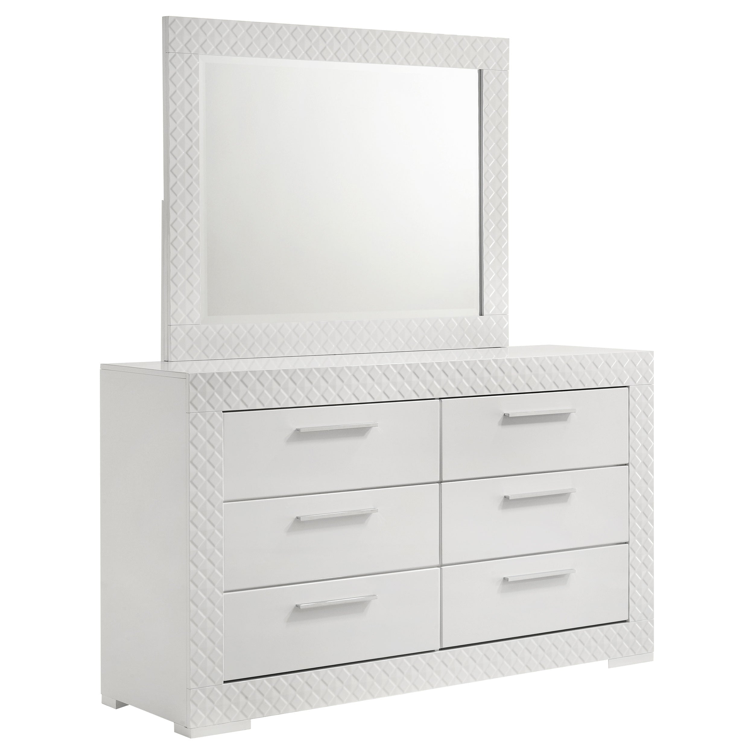 Ives 6-drawer Dresser and Mirror Grey High Gloss